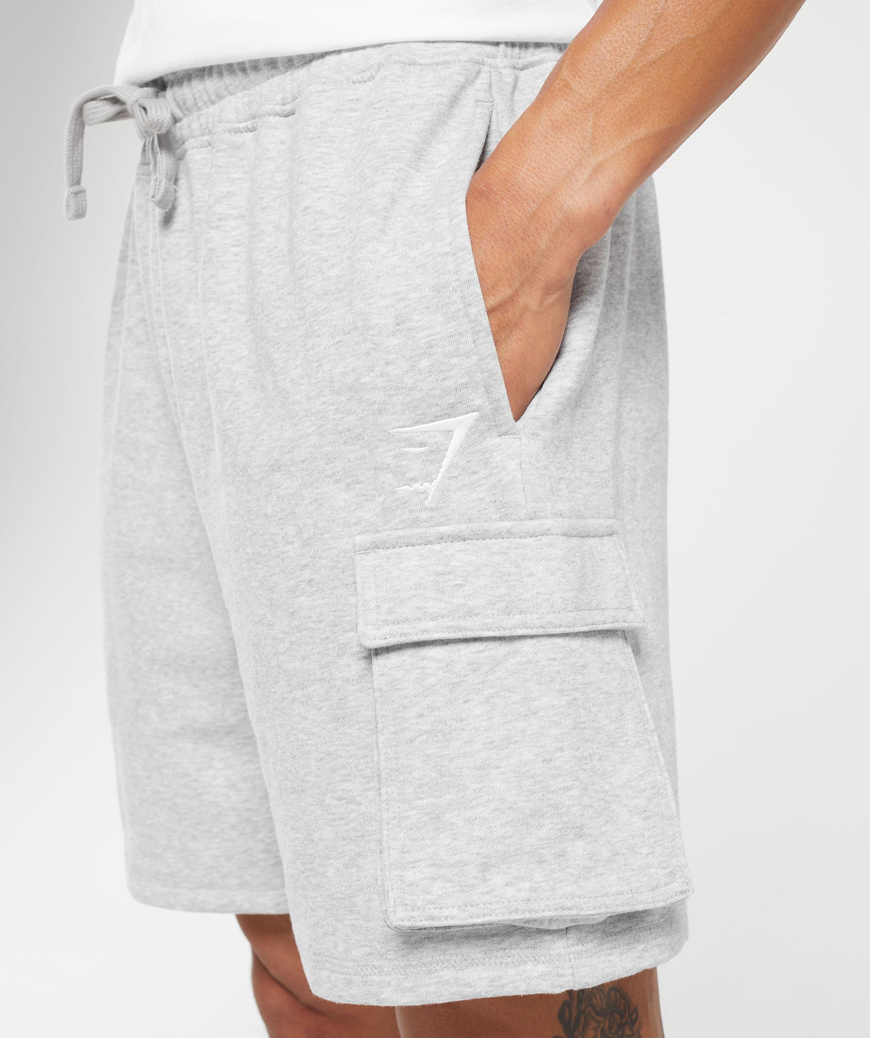 Crest Cargo Shorts in Light Grey Marl - view 5