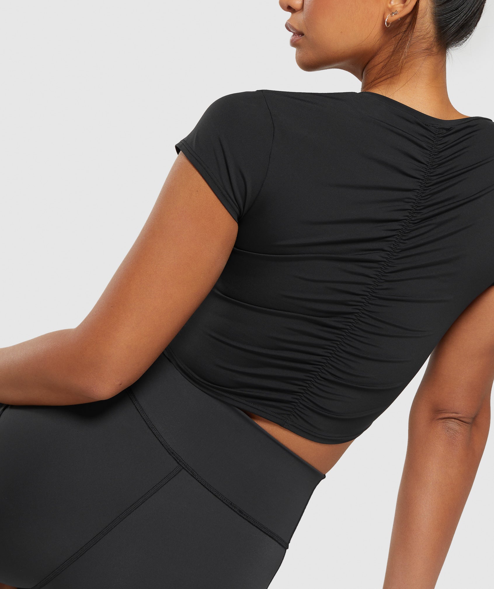 Elevate Ruched Crop Top in Black - view 7