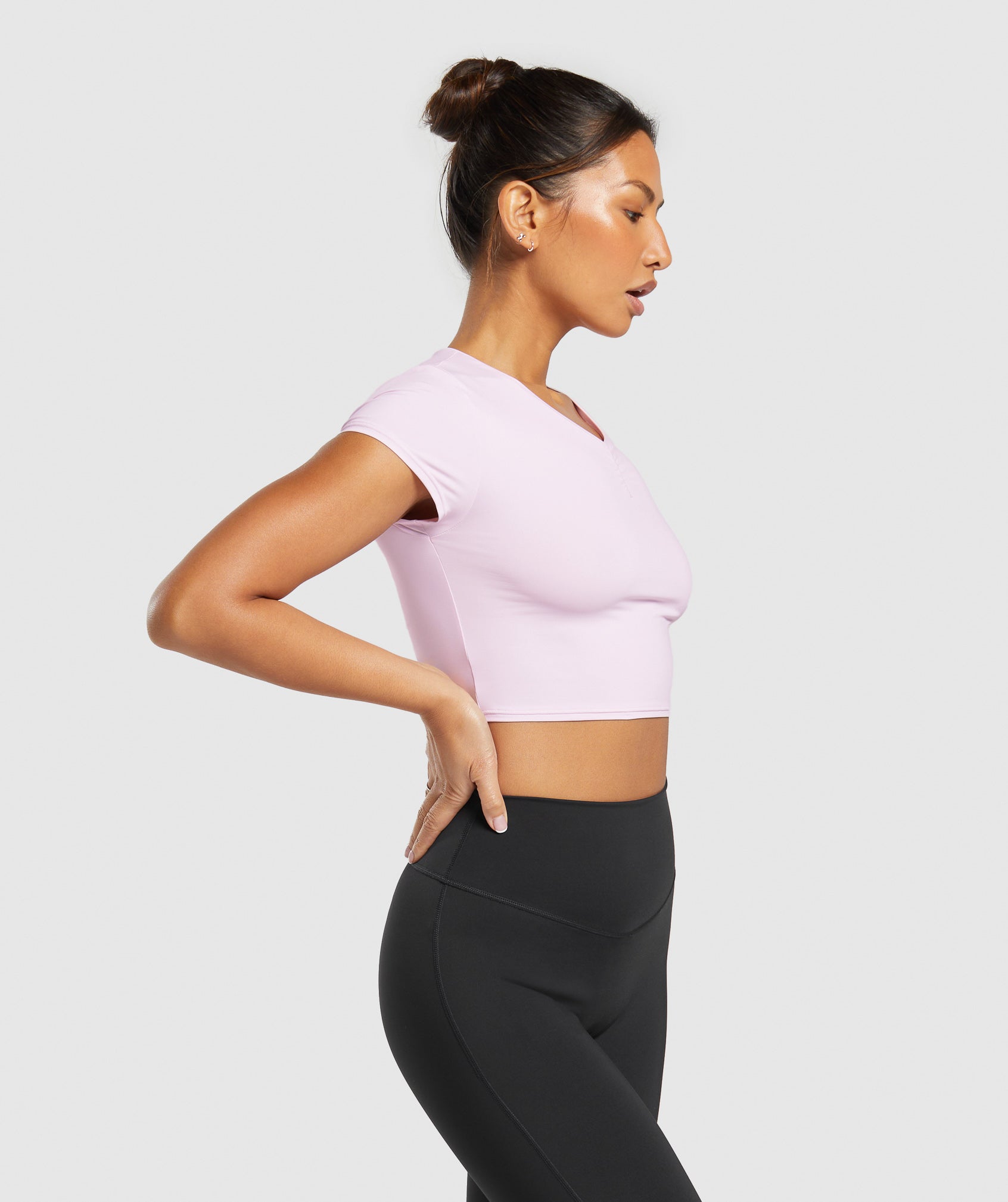 Elevate Ruched Crop Top in Lemonade Pink - view 3