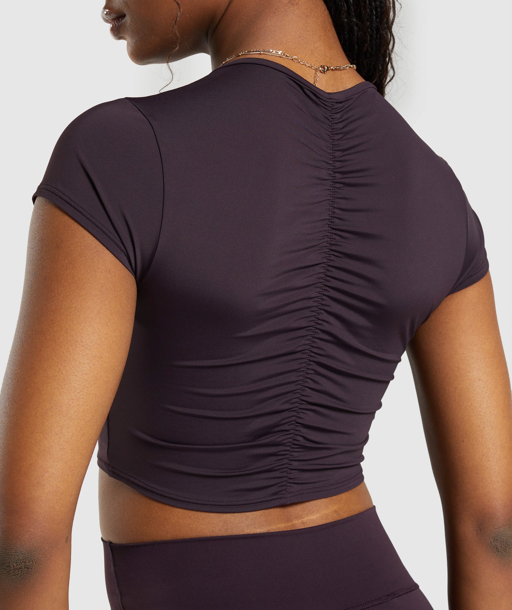 Elevate Ruched Crop Top in Plum Brown - view 5