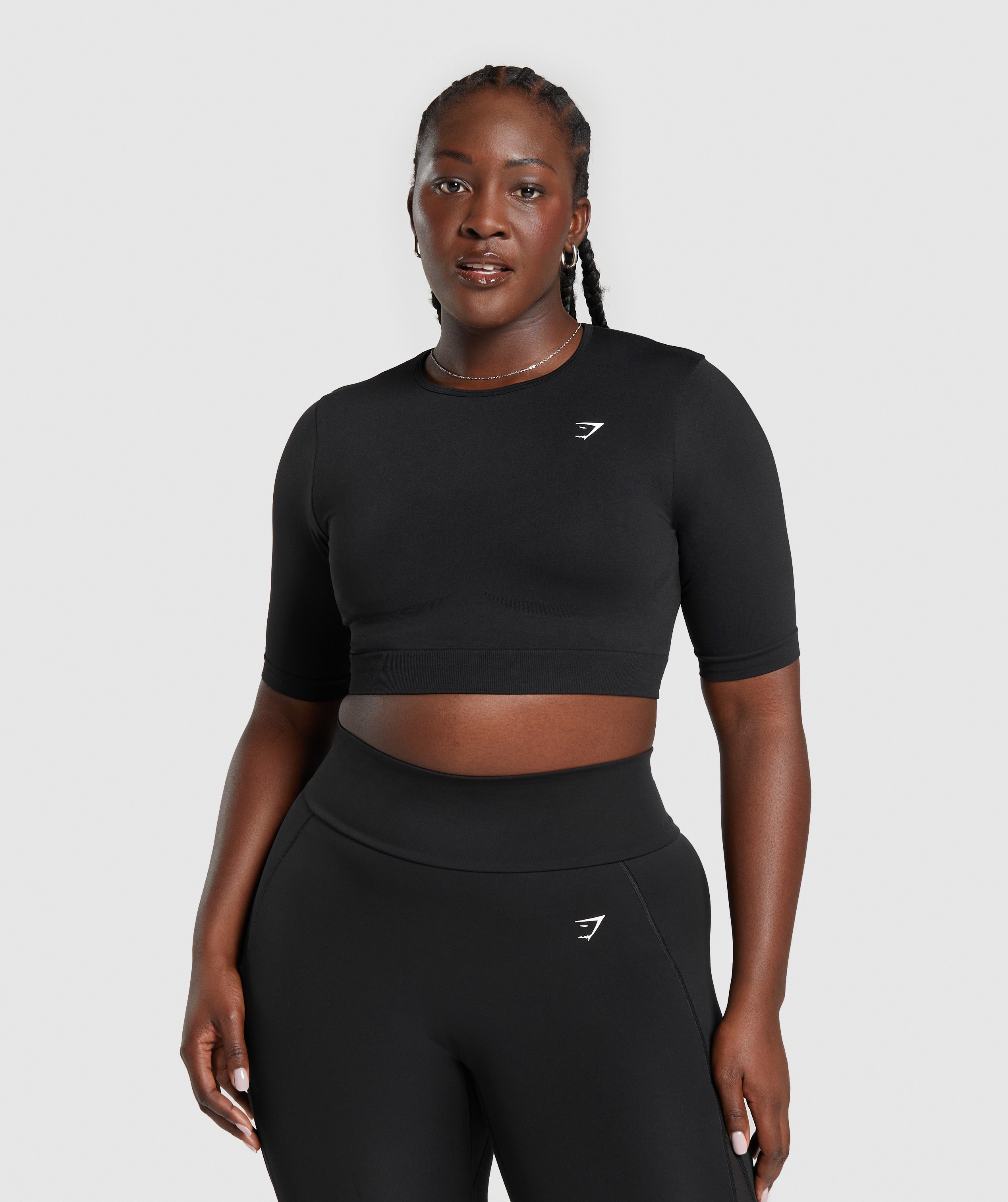 Everyday Seamless Crop Top in Black - view 3