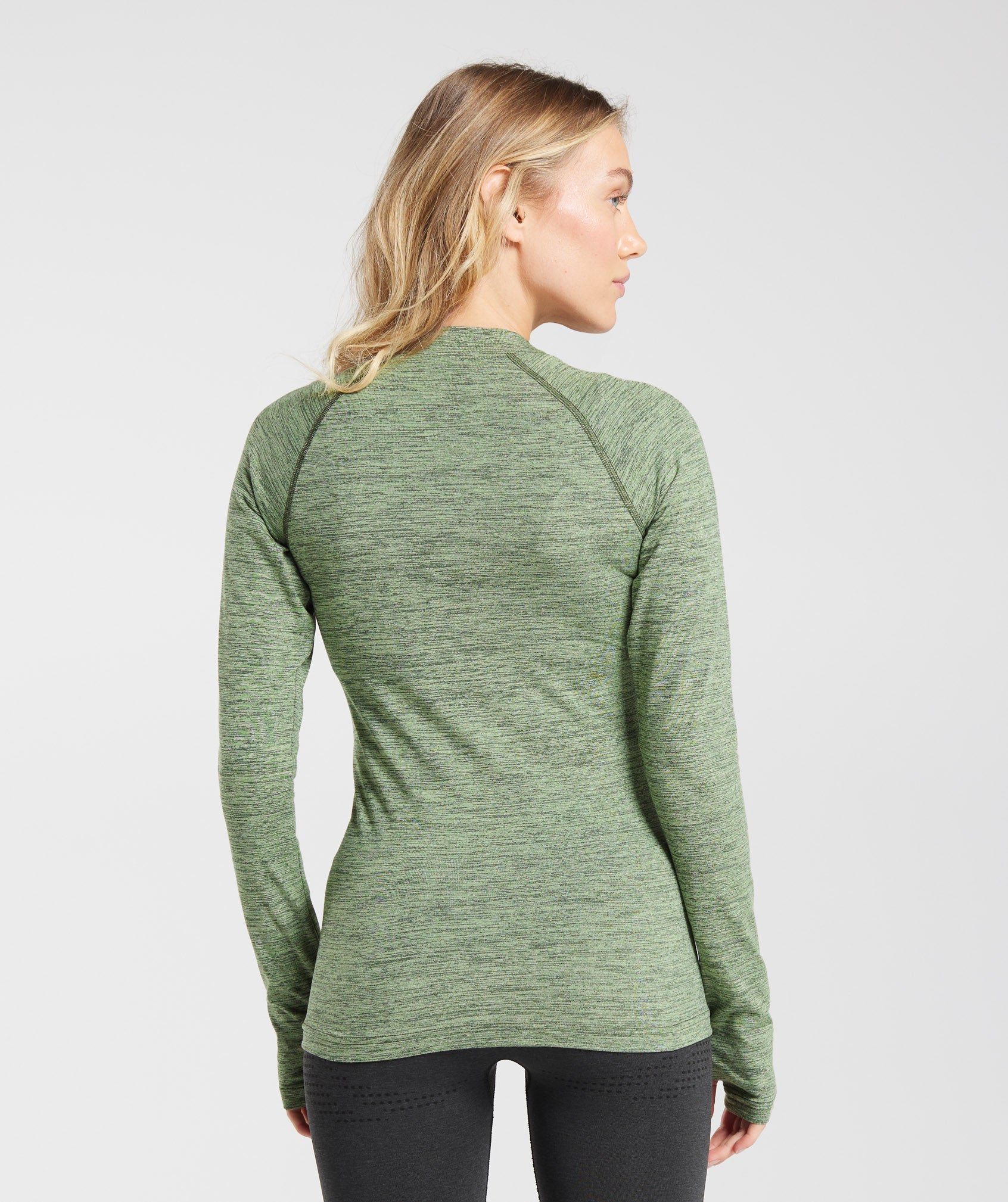Fleece Lined Long Sleeve Top in Winter Olive/Light Sage Green - view 2