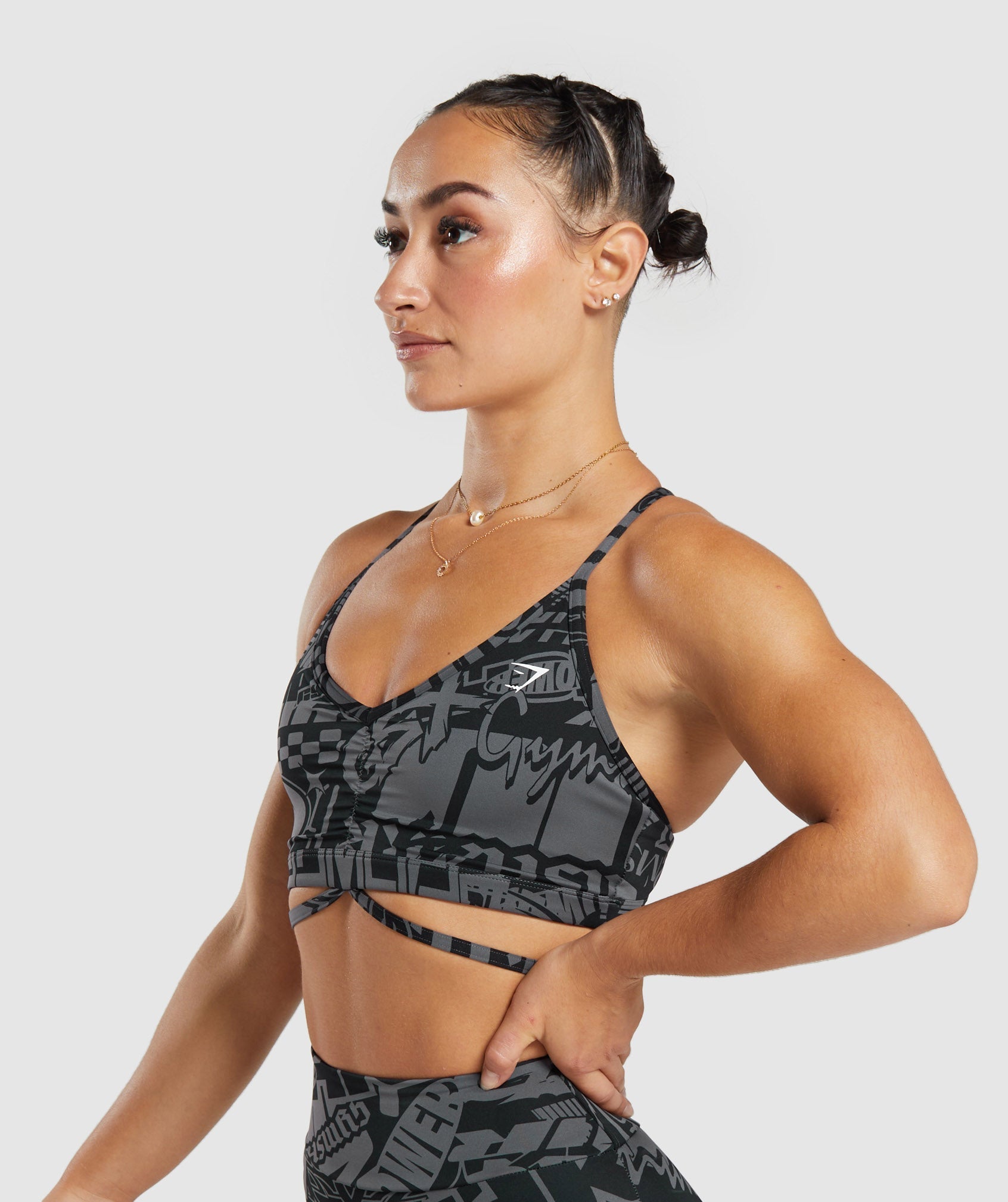 GS Power Strappy Sports Bra in Dark Grey - view 3