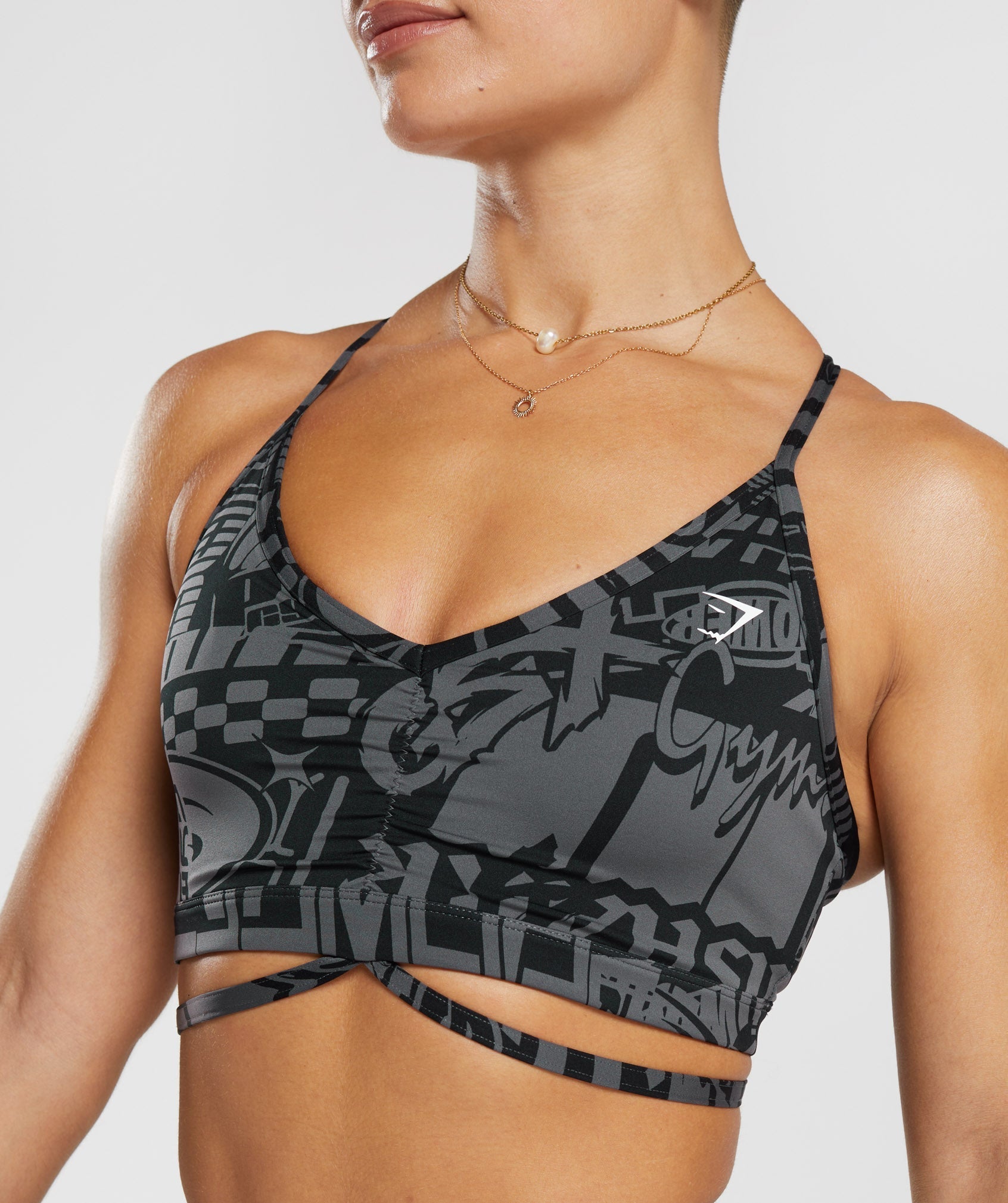 GS Power Strappy Sports Bra in Dark Grey - view 6