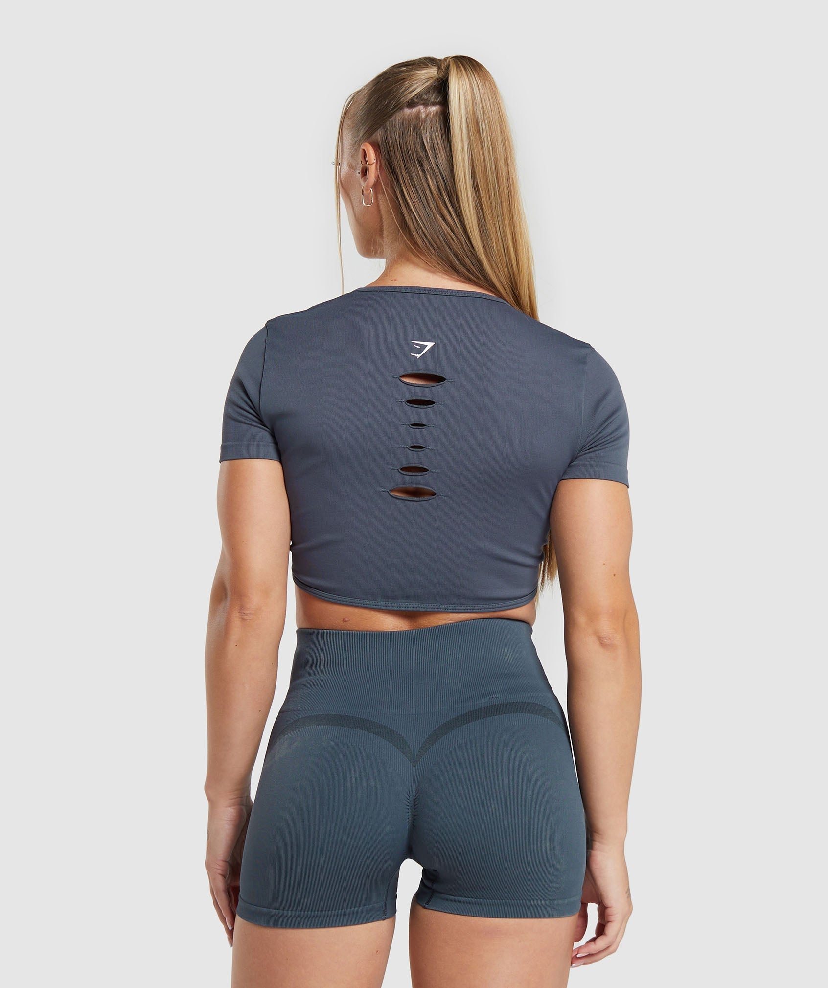 Gains Seamless Fitted Crop Top in Titanium Blue - view 2