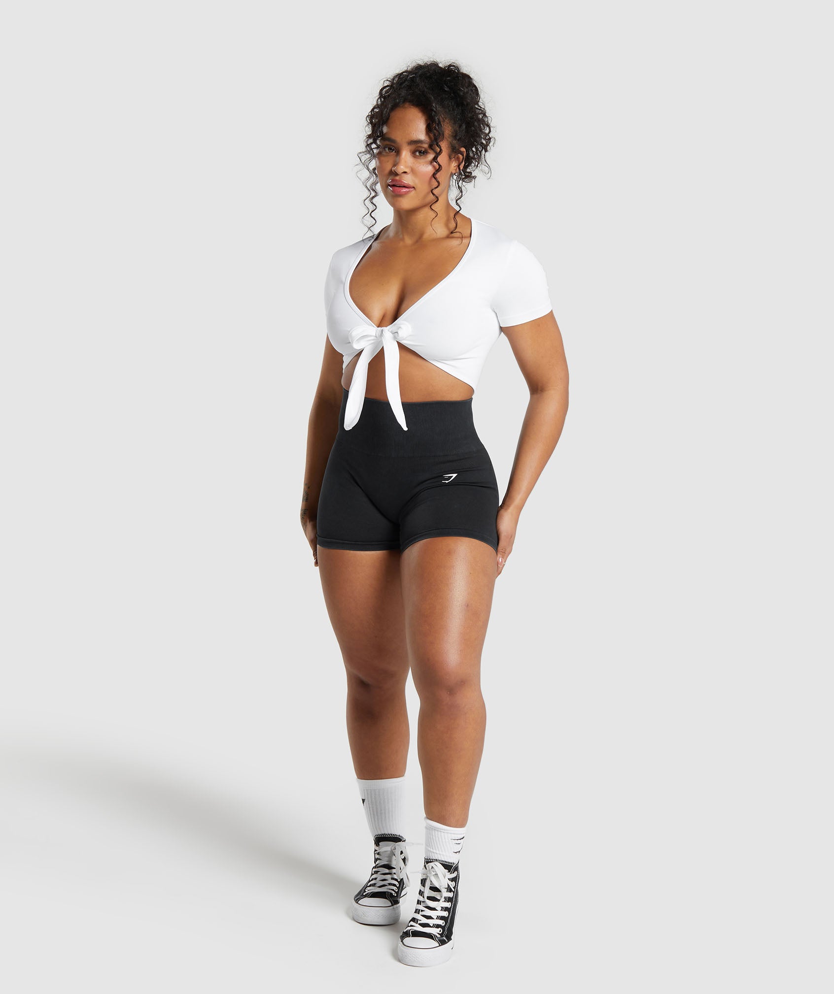 Gains Seamless Fitted Crop Top in White - view 4
