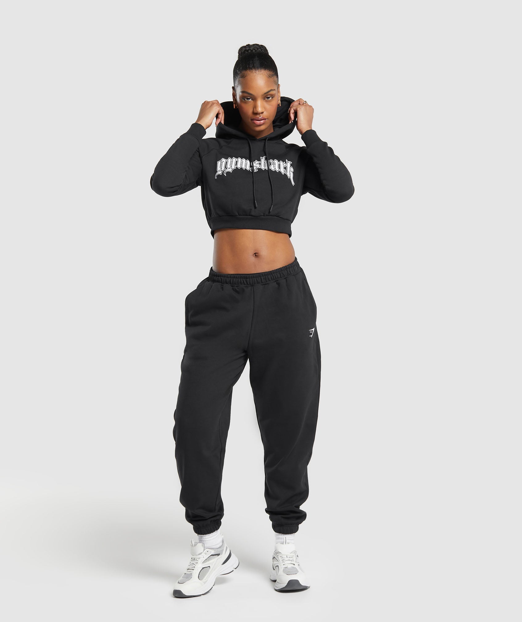 Heavy Flex Cropped Hoodie in Black - view 4