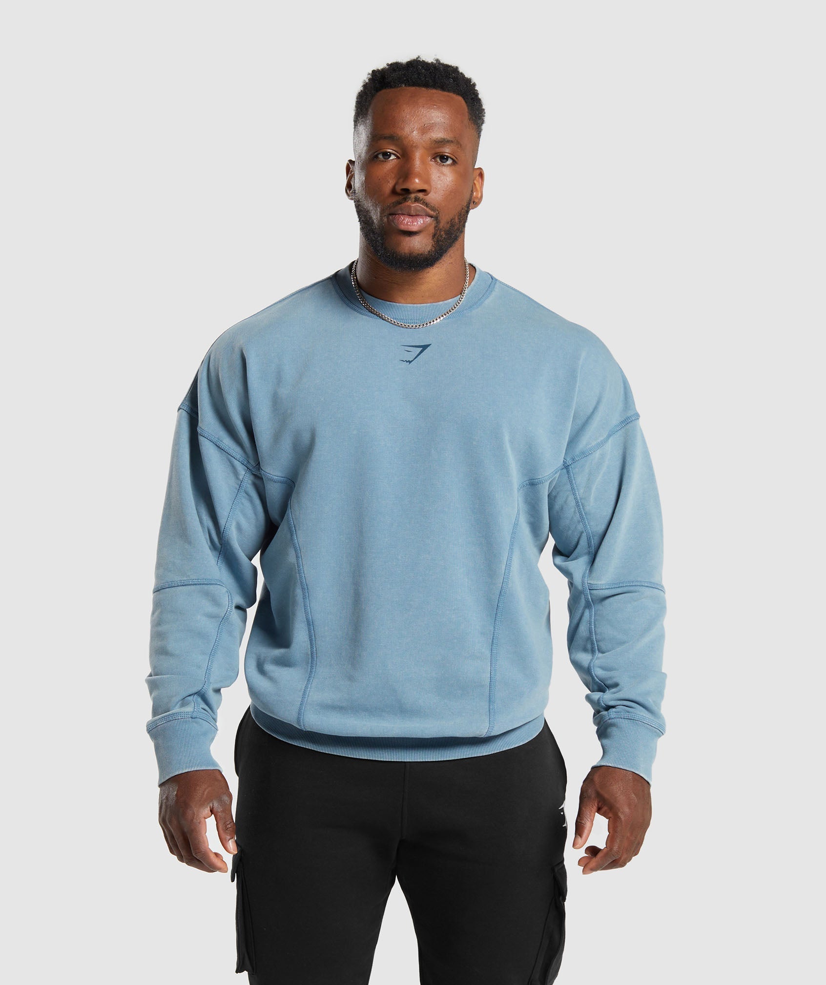 Heritage Washed Crew in Faded Blue - view 2