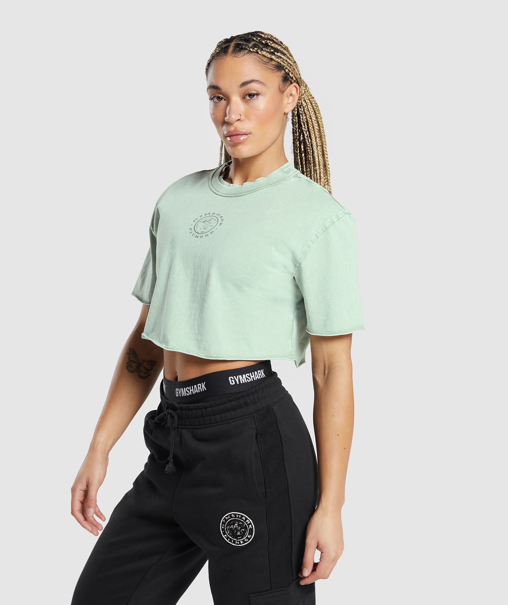 Legacy Washed Crop Top in Faded Green - view 3