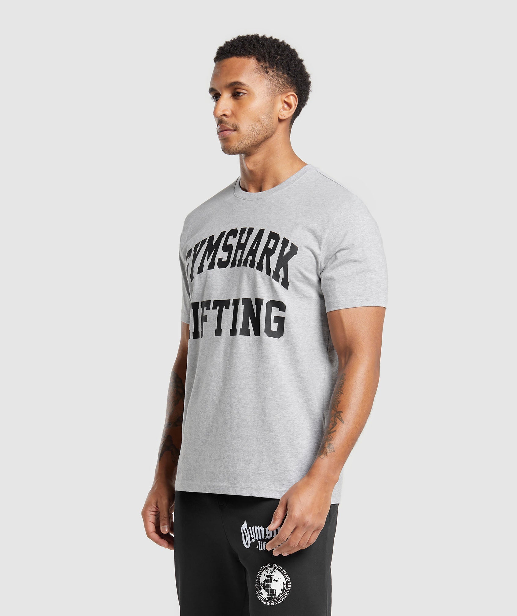 Lifting Club T-Shirt in Light Grey Core Marl - view 3