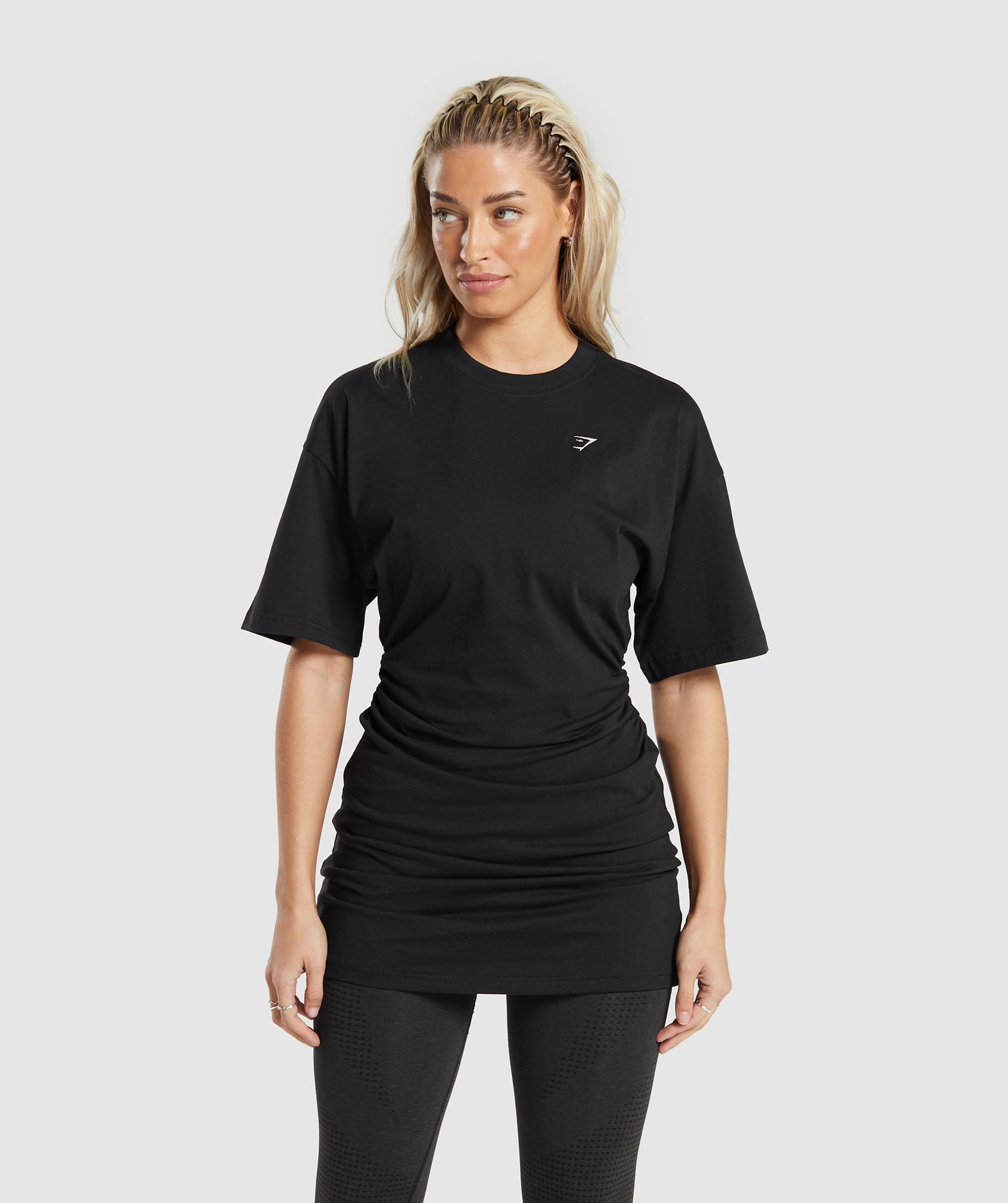 Lifting Longline T-Shirt Dress in Black - view 1