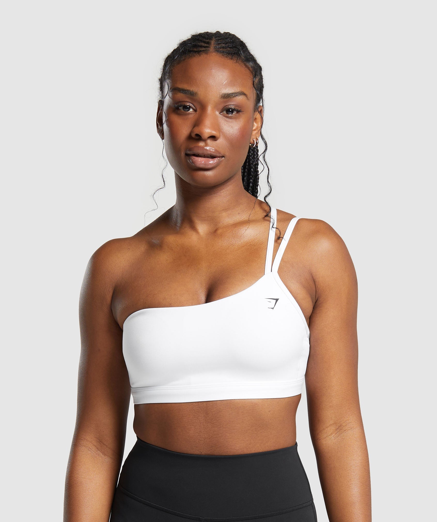 One Shoulder Sports Bra dans White