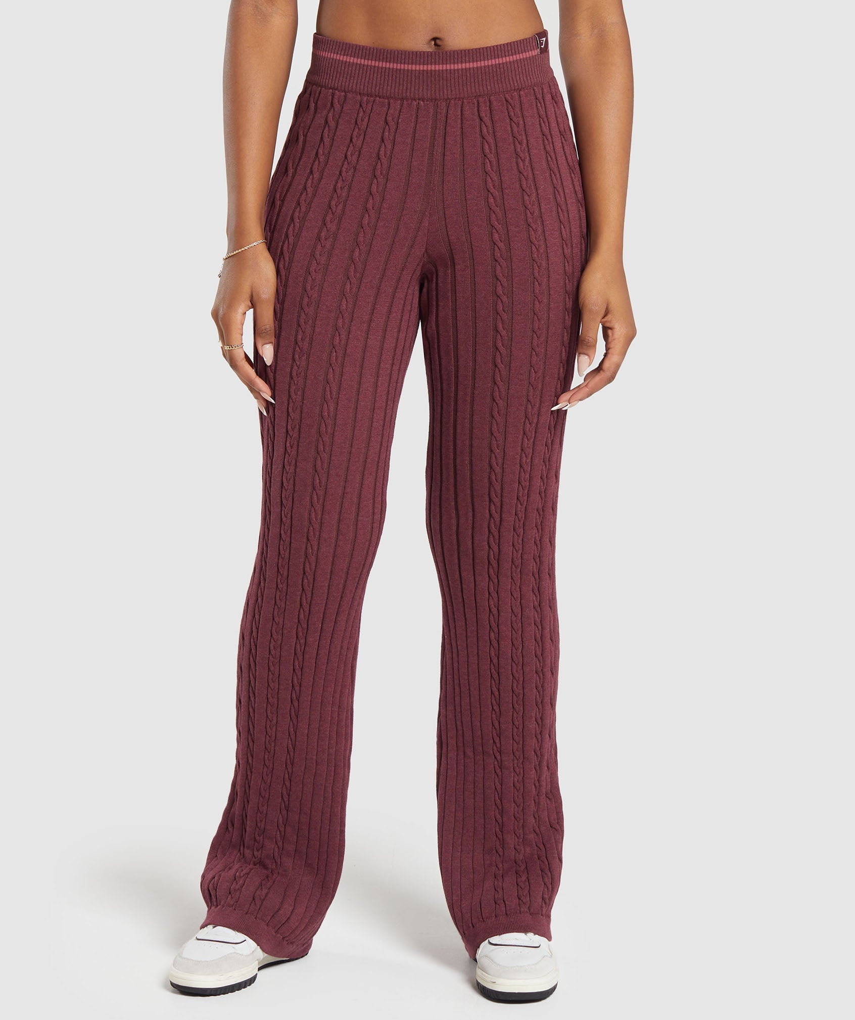 Rest Day Cable Knit Pants in Red - view 1