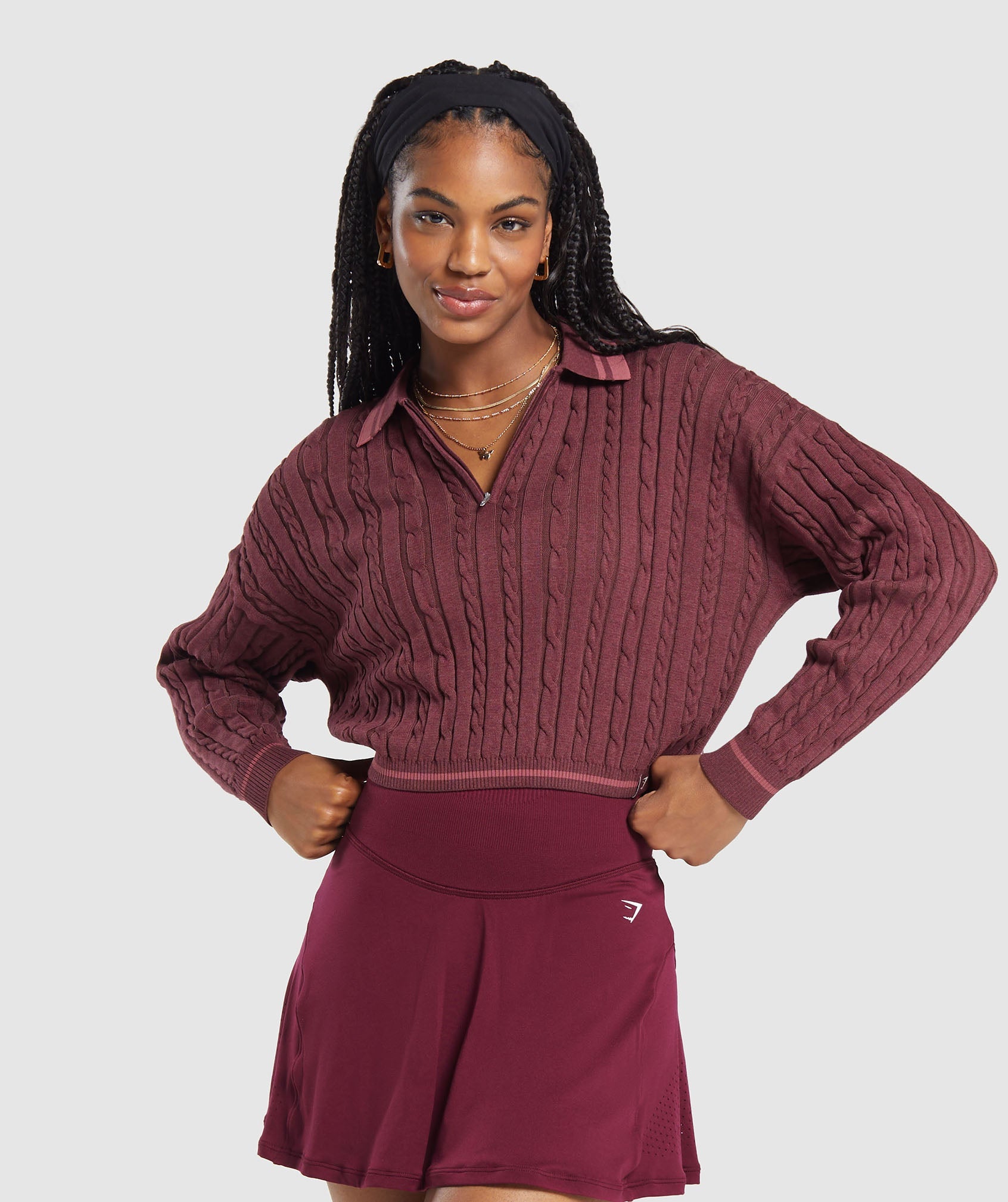 Rest Day Cable Knit Pullover dans Red