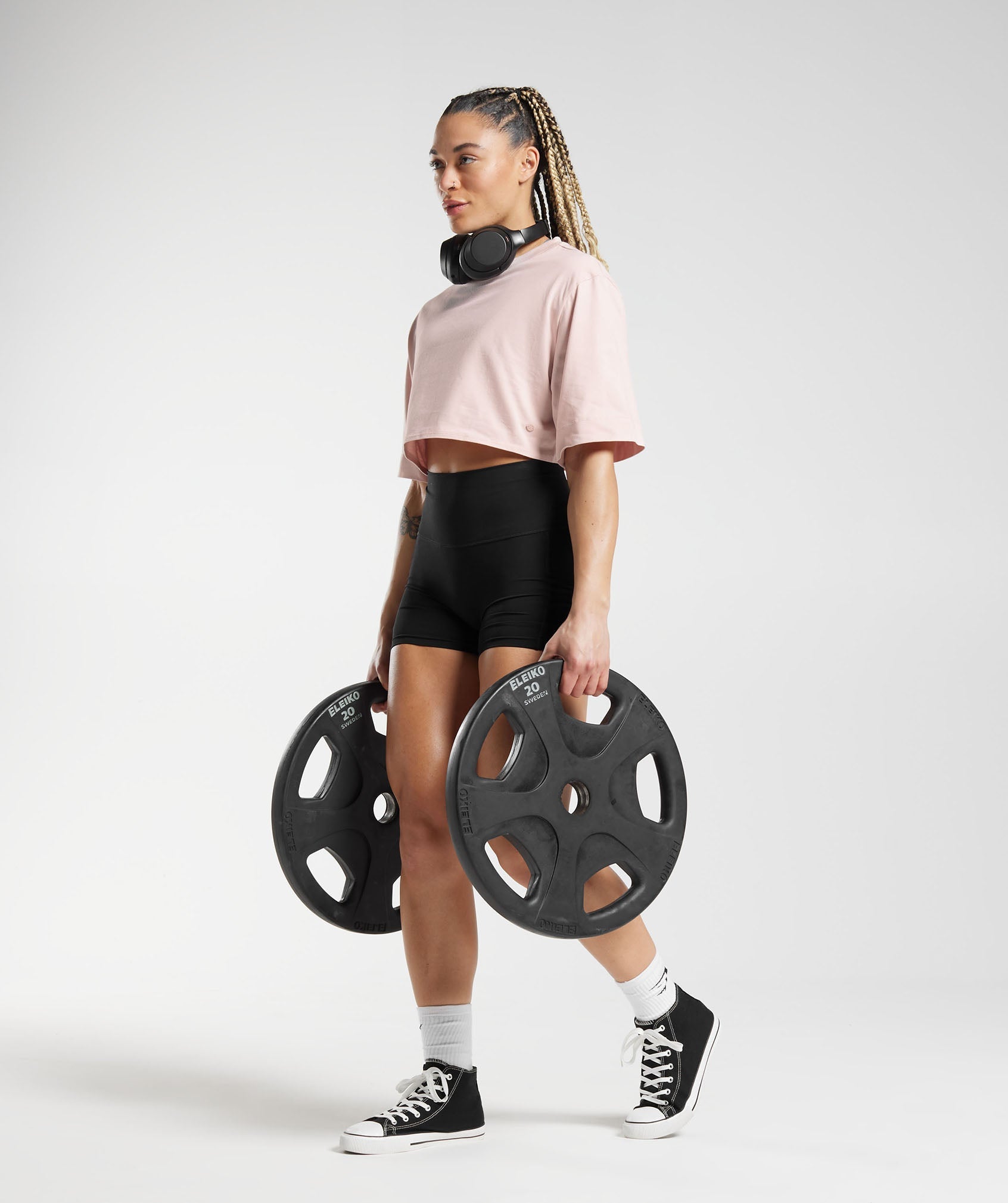 Cotton Boxy Crop Top in Misty Pink - view 4
