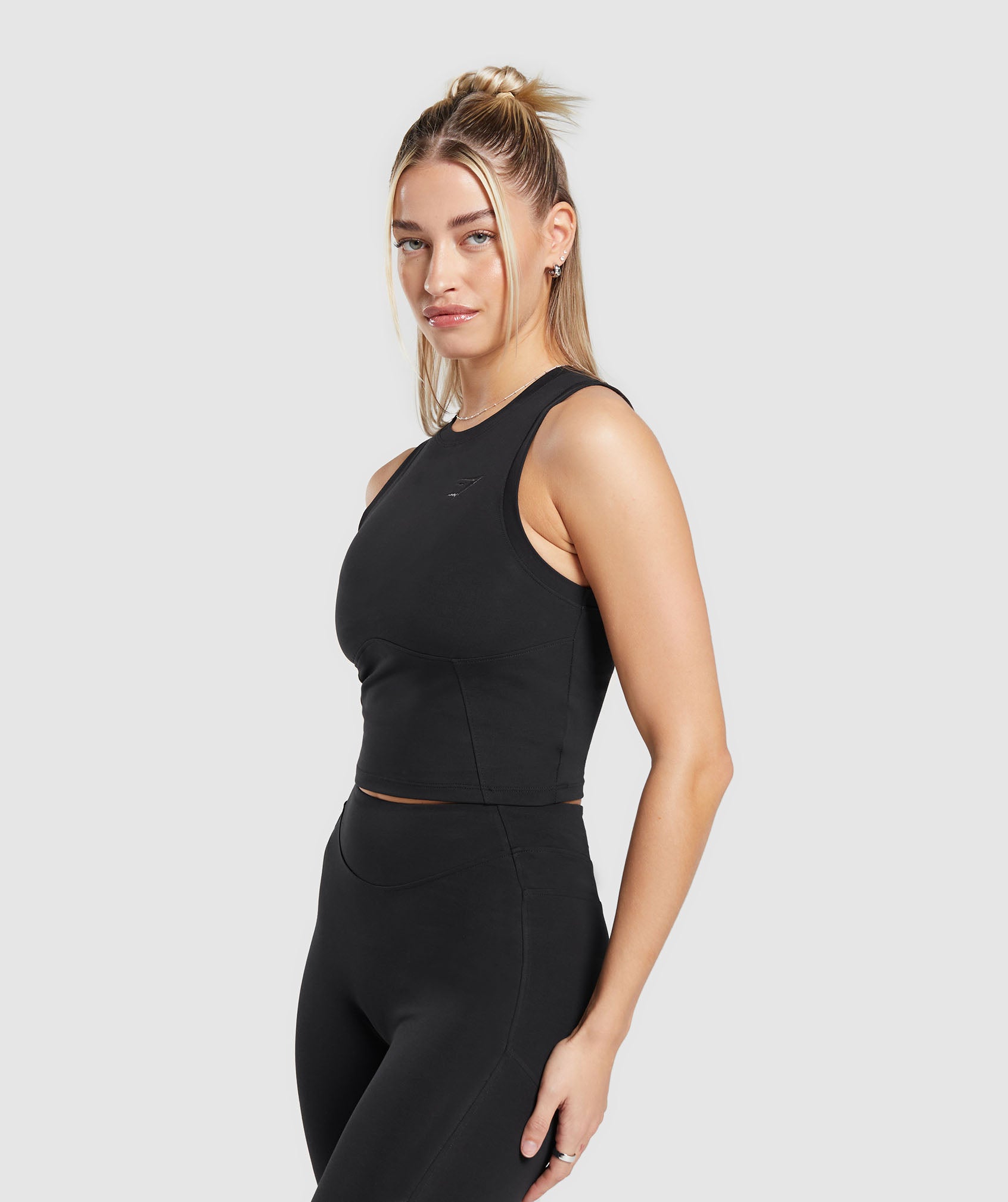 Rest Day Cotton Contour Tank in Black - view 3