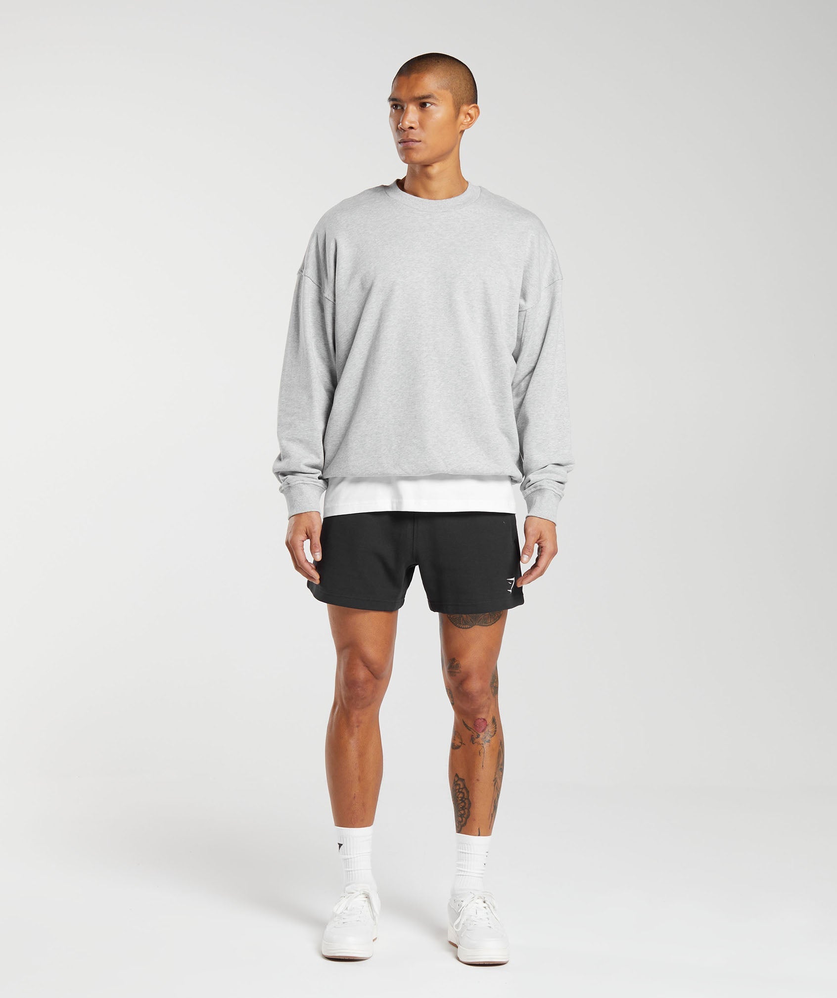 Rest Day Essential Crew in Light Grey Core Marl - view 4