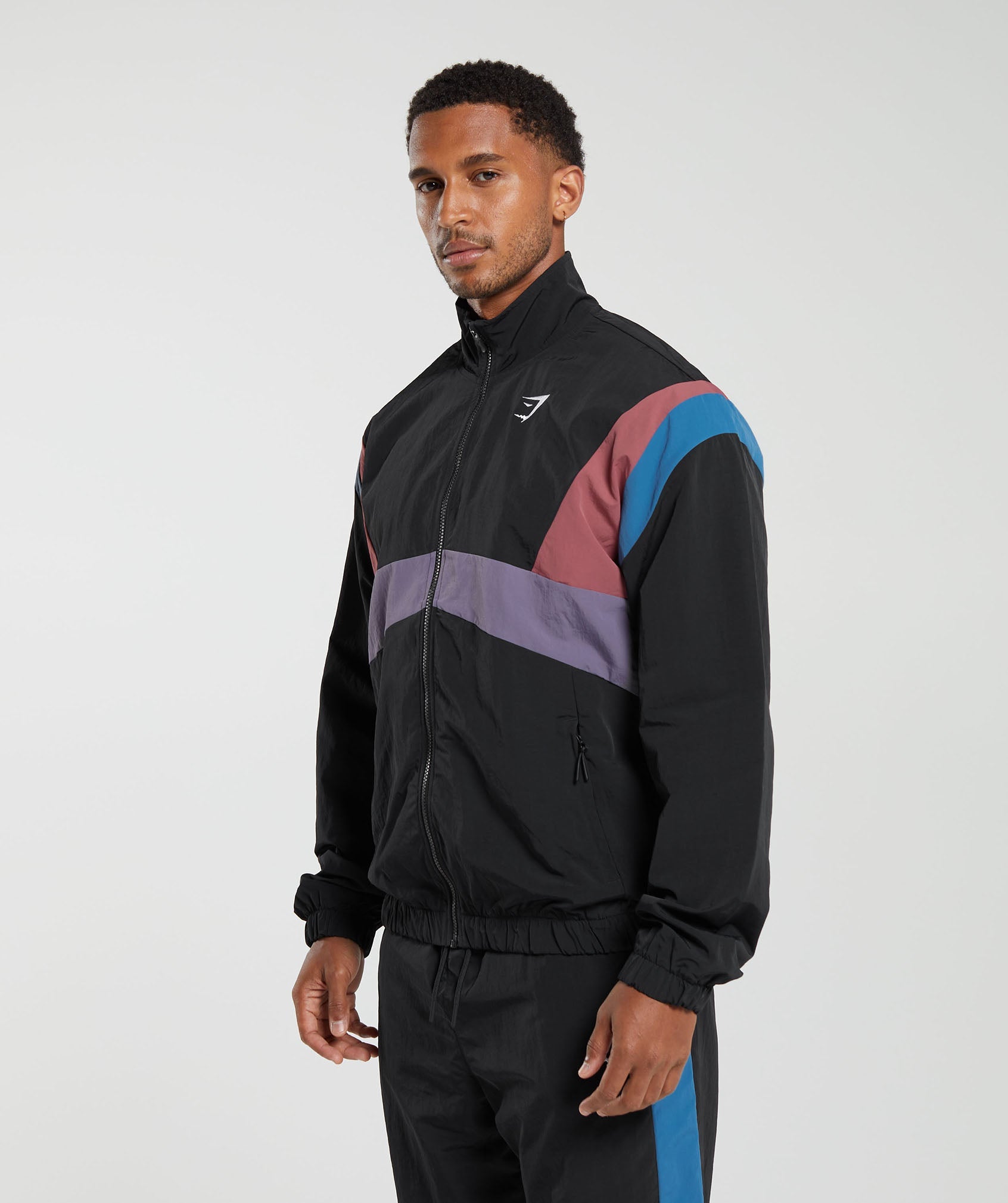 Retro Track Jacket in Black/Blue/Purple/Soft Berry - view 3