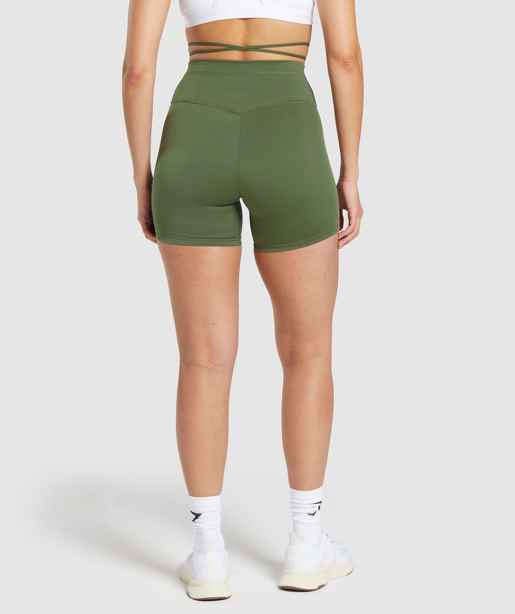Ribbon Tie Waisted Short in Core Olive - view 2