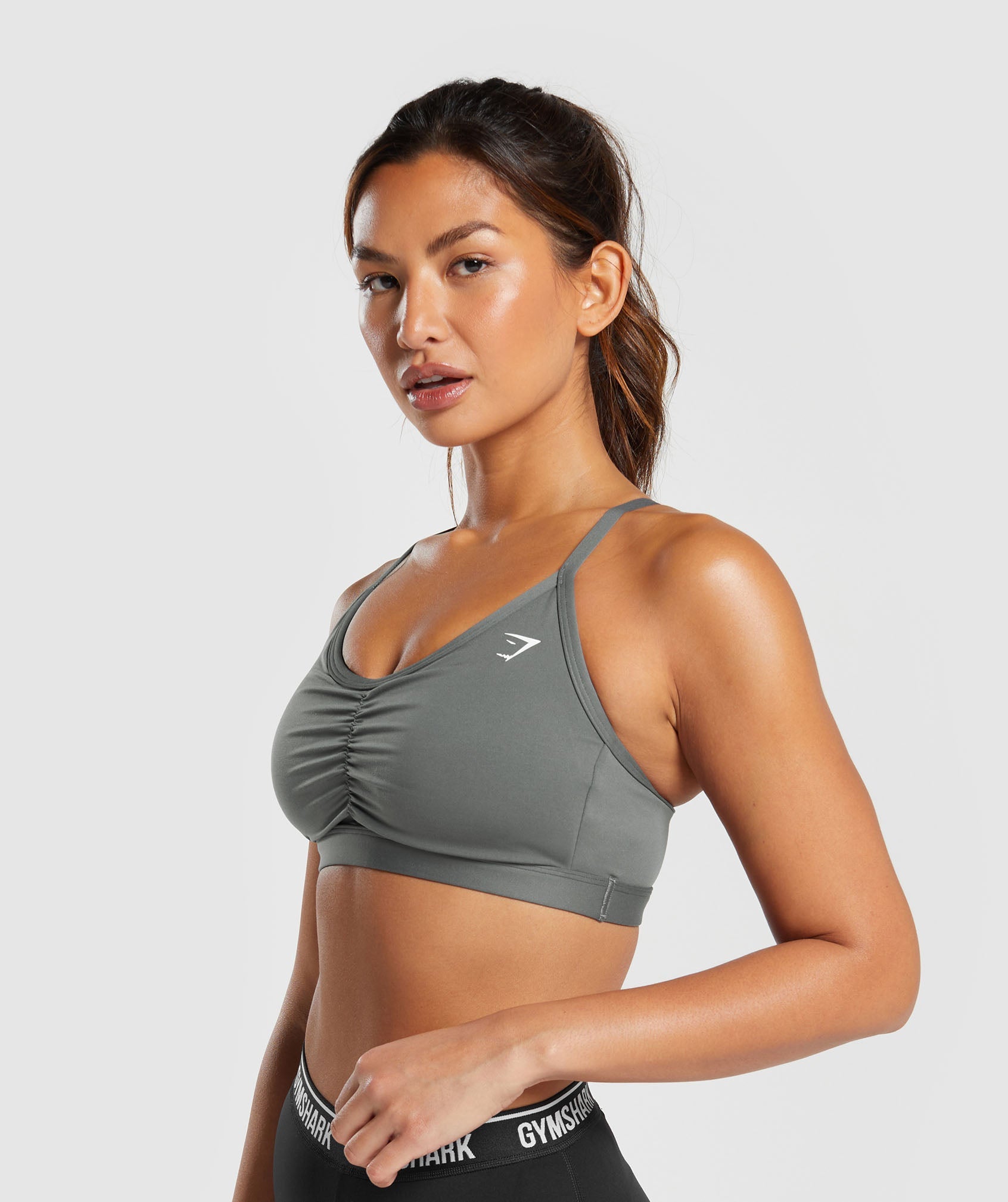 Ruched Sports Bra in Brushed Grey - view 3
