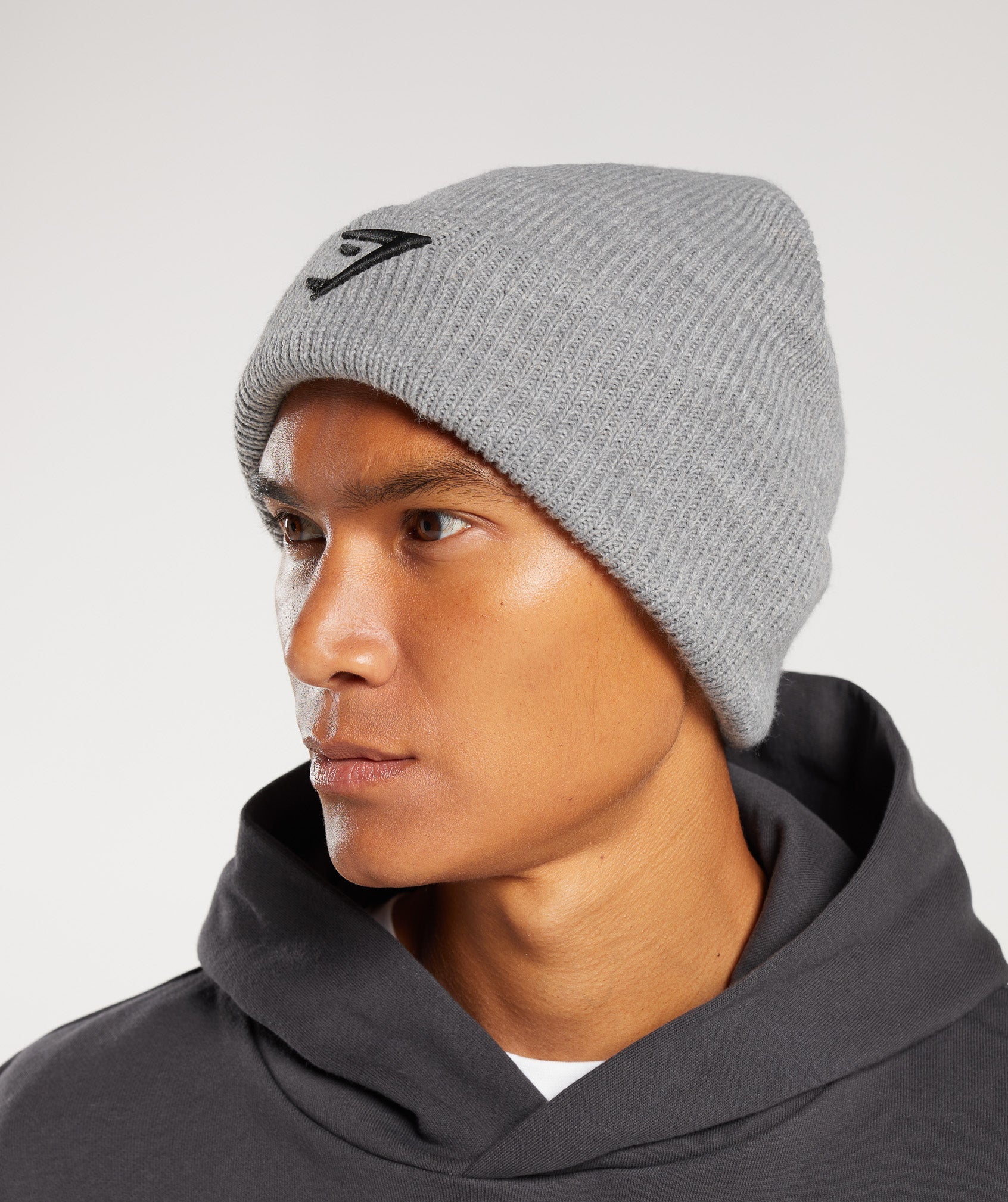 Sharkhead Beanie in Light Grey Core Marl - view 3