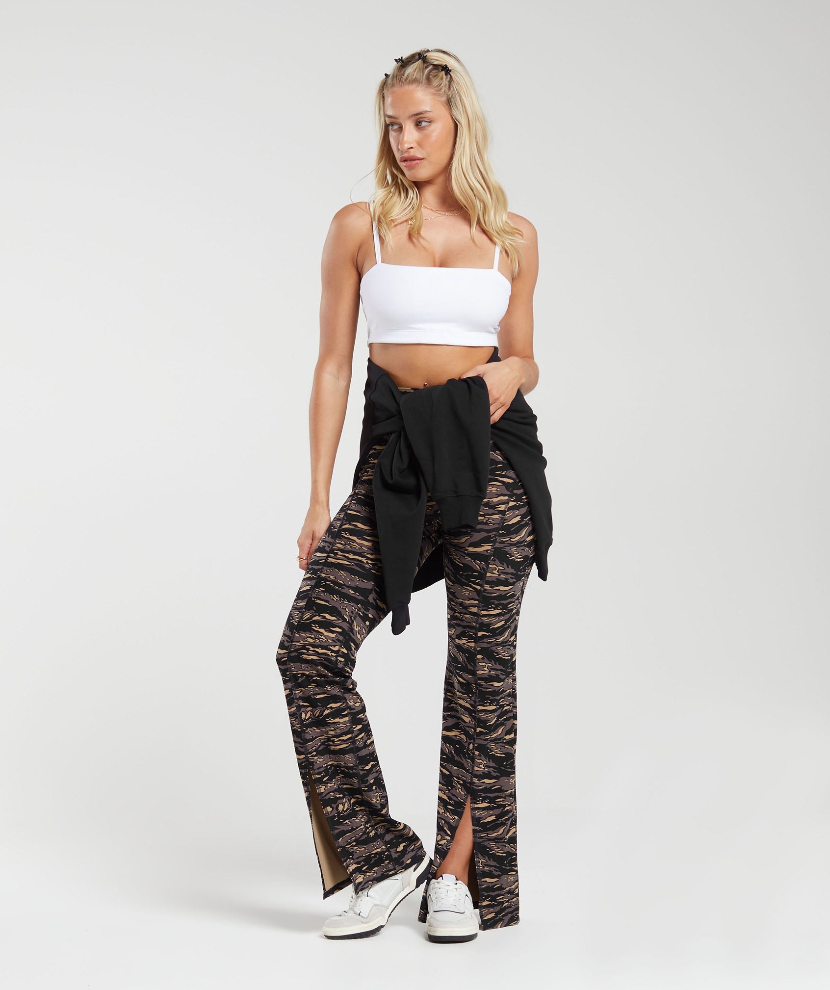 Split Flare Printed Leggings in Cool Brown - view 4