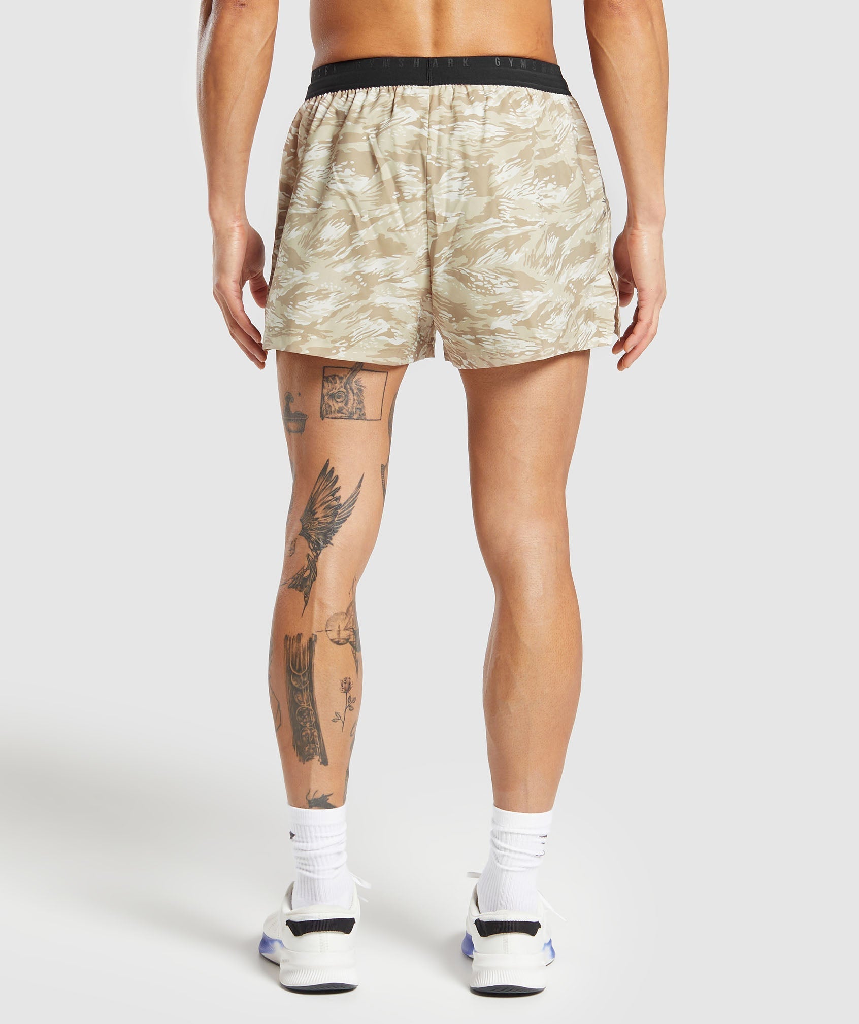 Sport Printed Run 3" Shorts in Ecru White - view 2