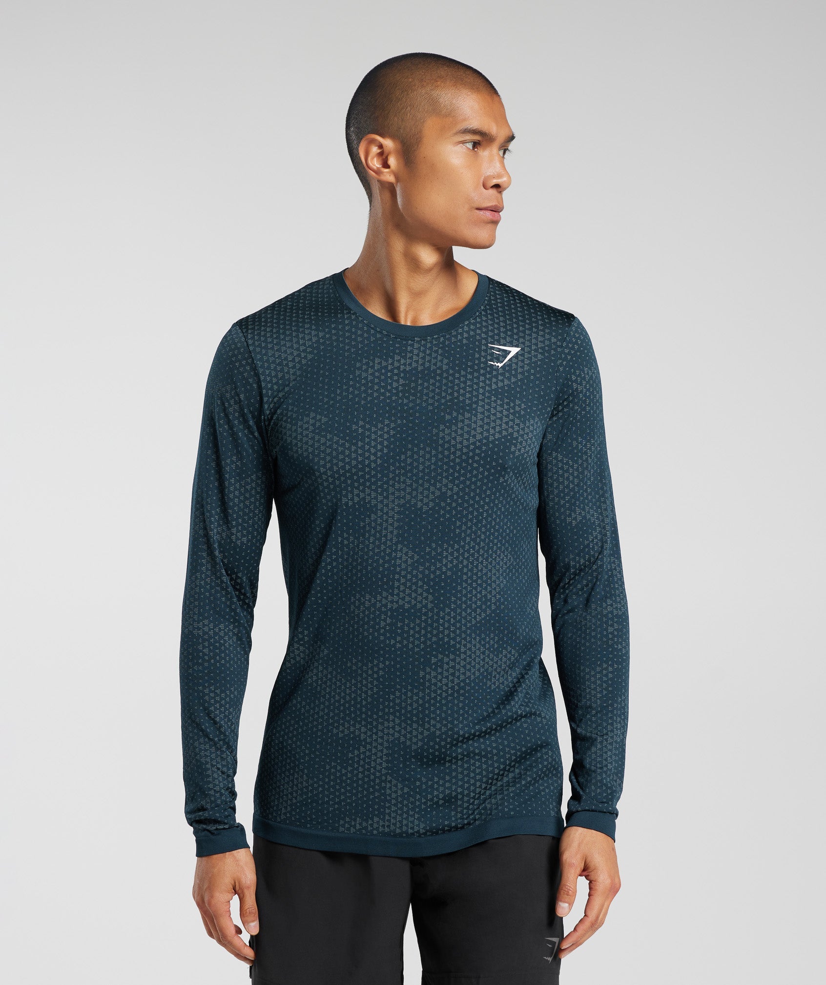 Sport Seamless Long Sleeve T-Shirt in Navy/Denim Teal - view 2