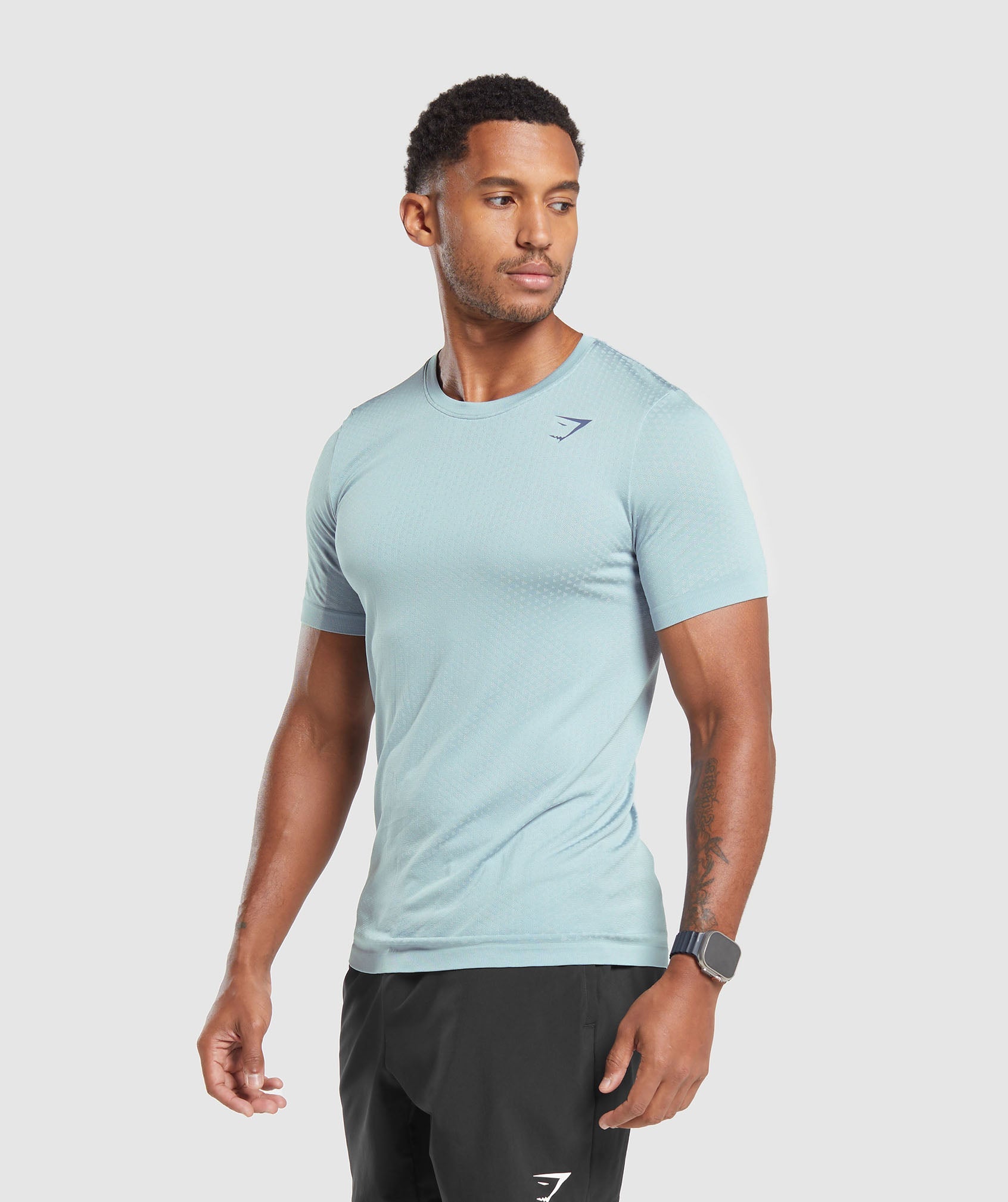 Sport Seamless T-Shirt in Salt Blue/White - view 3