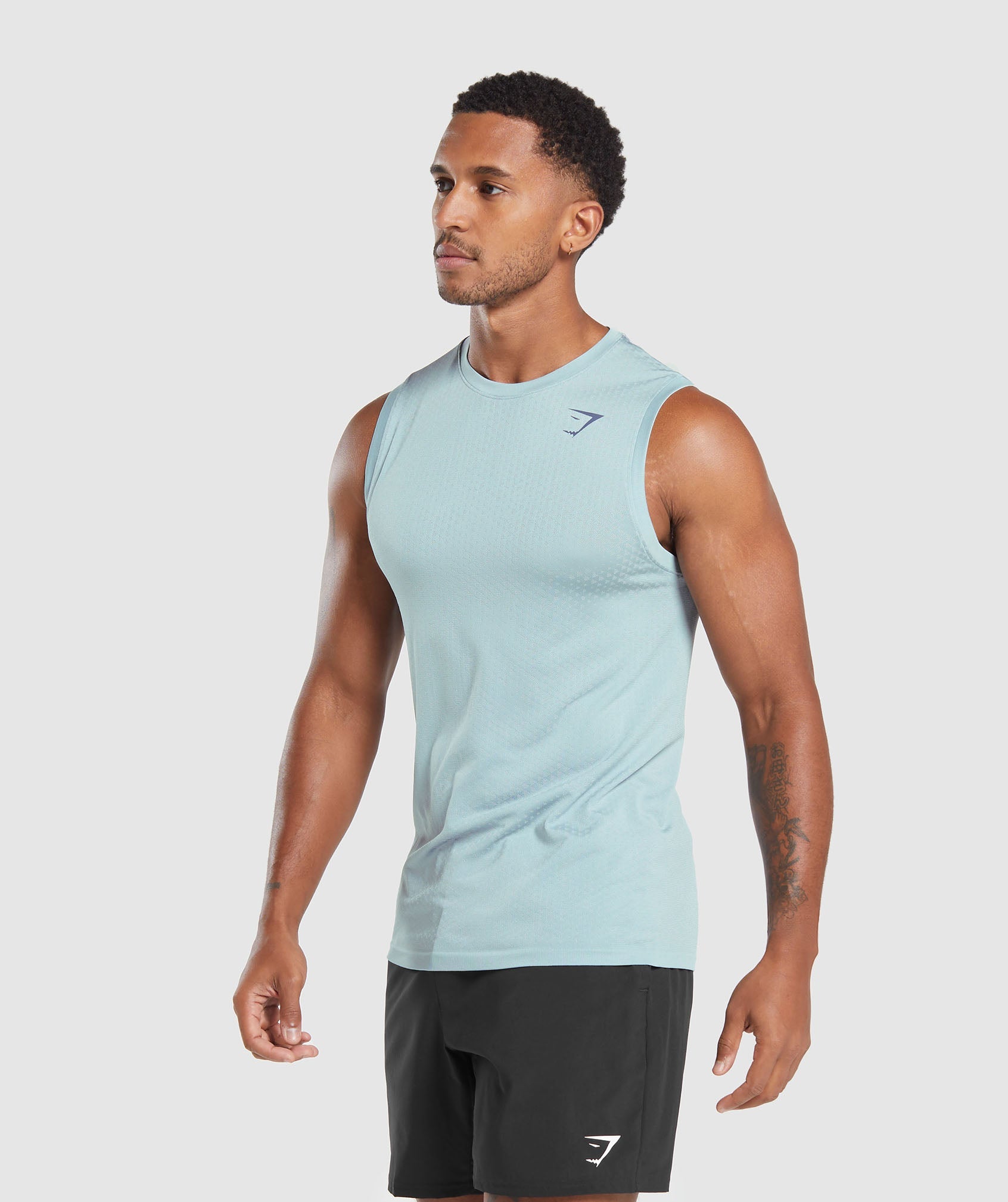 Sport Seamless Tank in Salt Blue/White - view 3