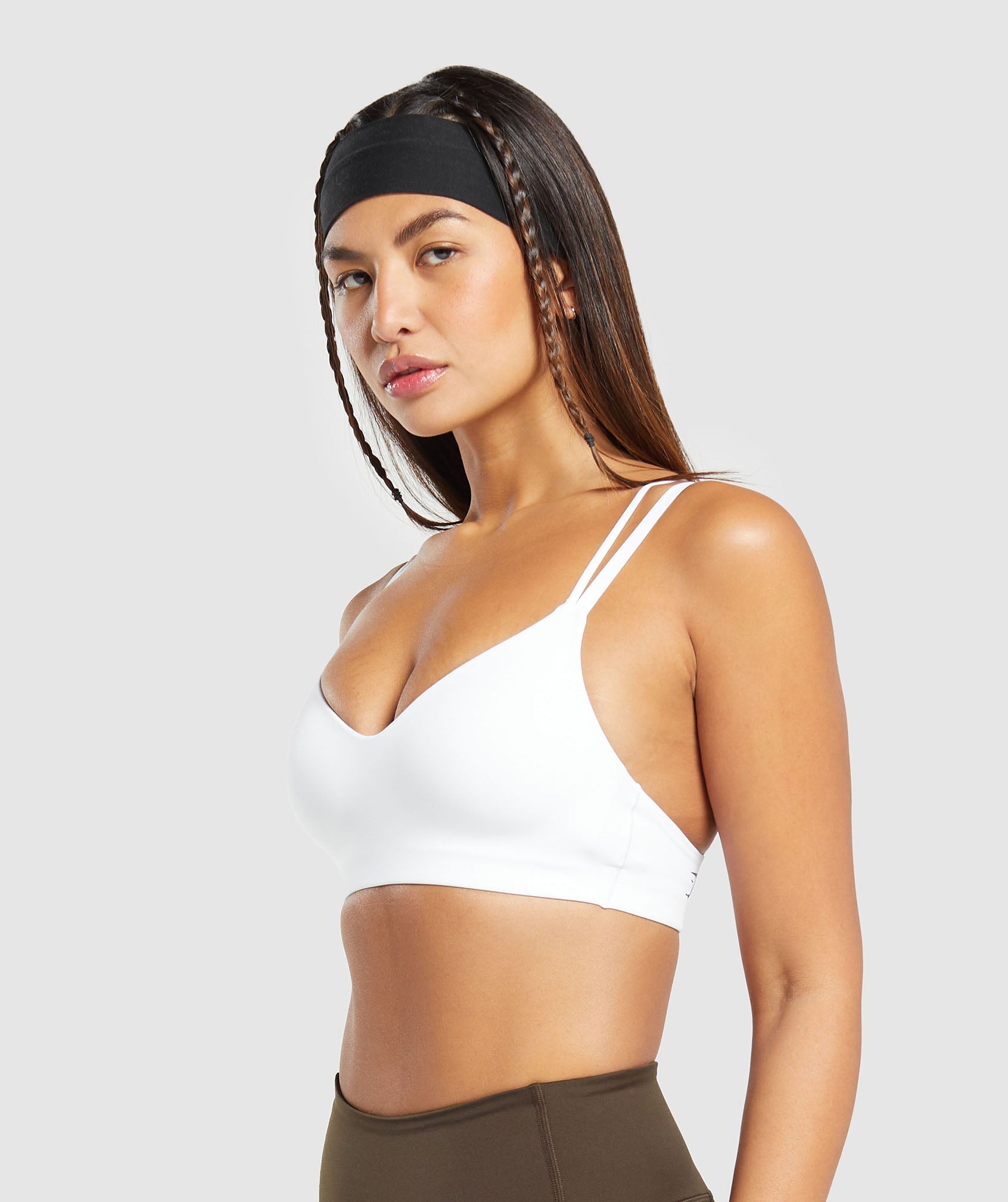 Strappy Back Light Support Sports Bra in White - view 6