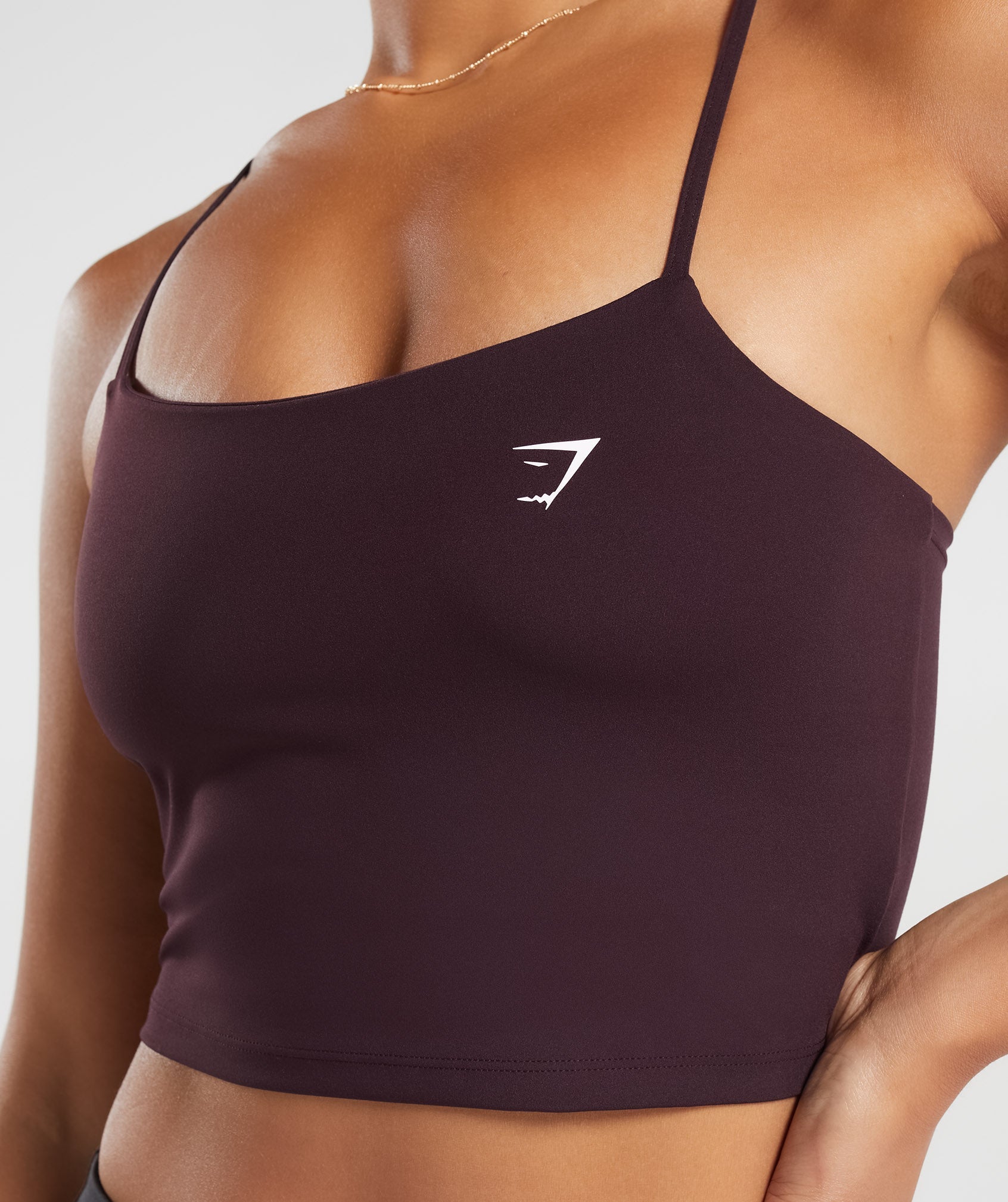 Strappy Crop Cami Tank in Plum Brown - view 5