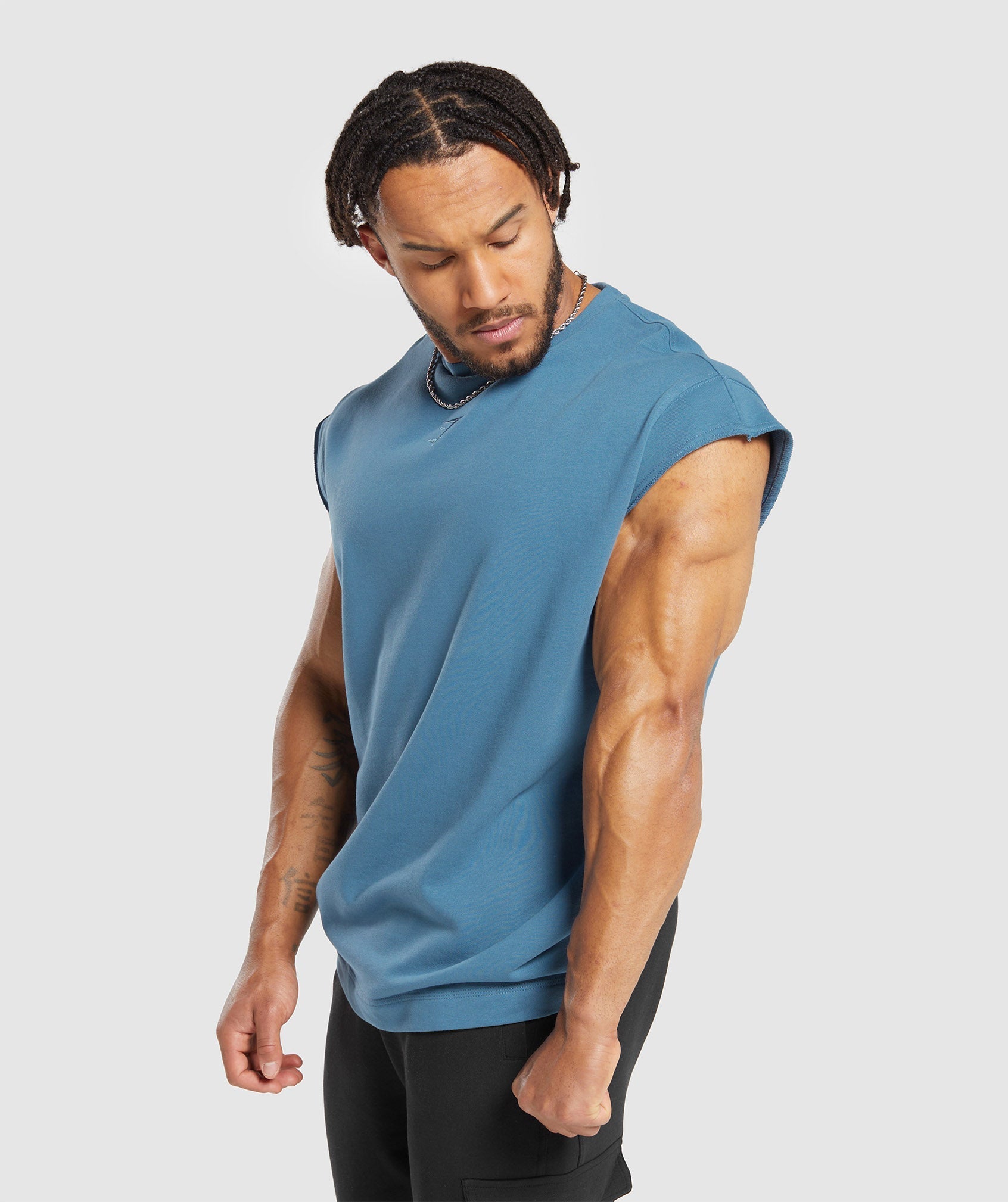 Super Natural Cut Off T-Shirt in Faded Blue - view 3