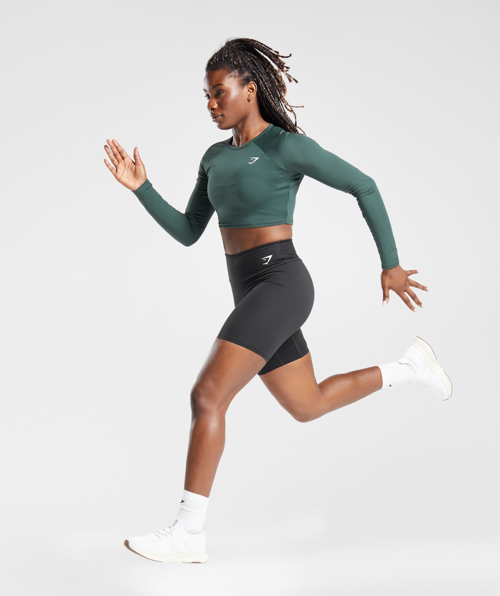 Training Long Sleeve Crop Top in Fog Green - view 4