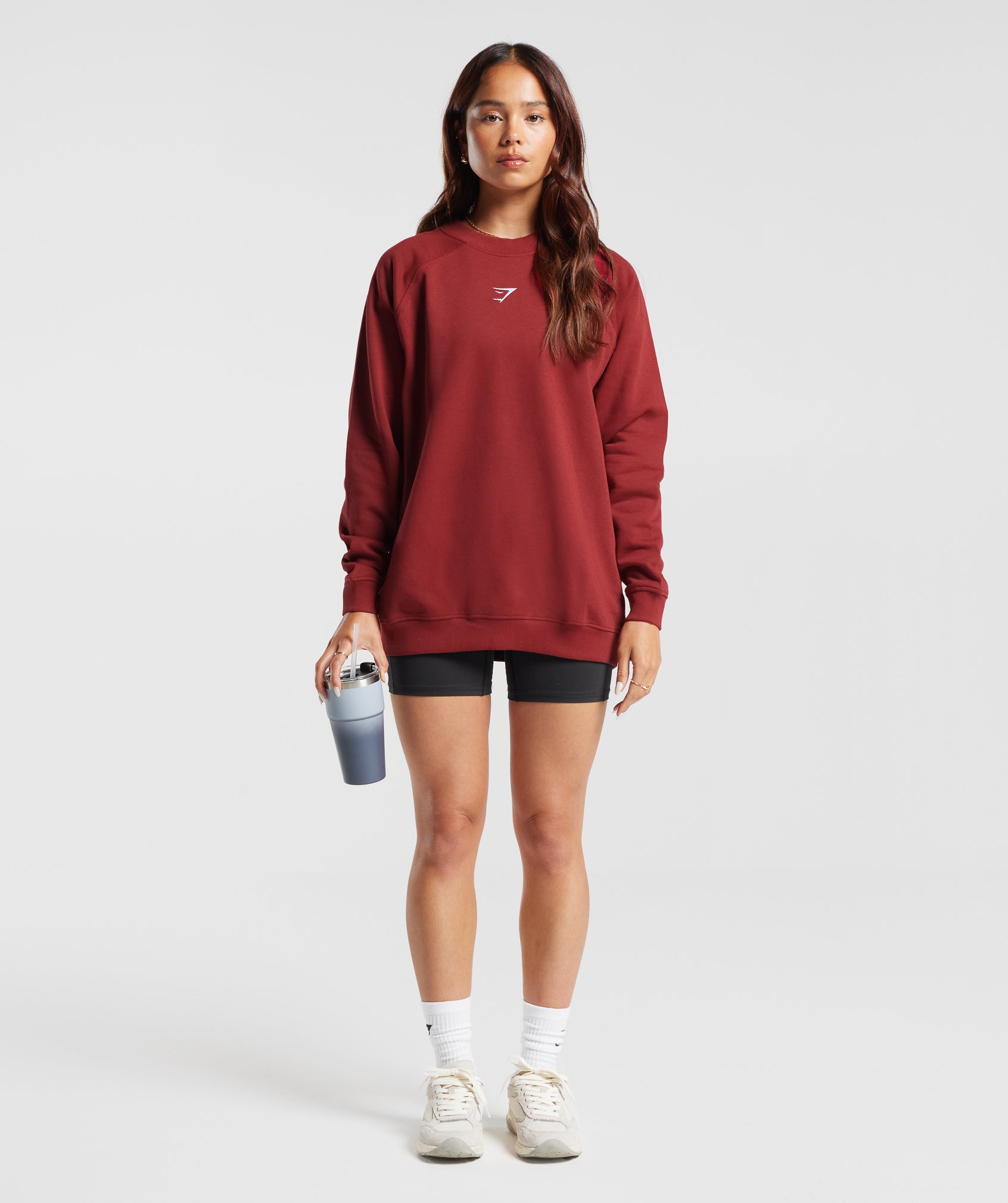 Training Oversized Fleece Sweatshirt in Spiced Red - view 6