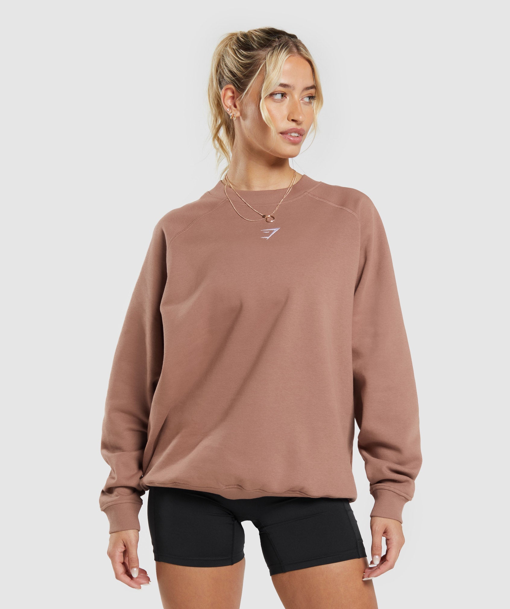 Training Oversized Fleece Sweatshirt dans Taupe Brown