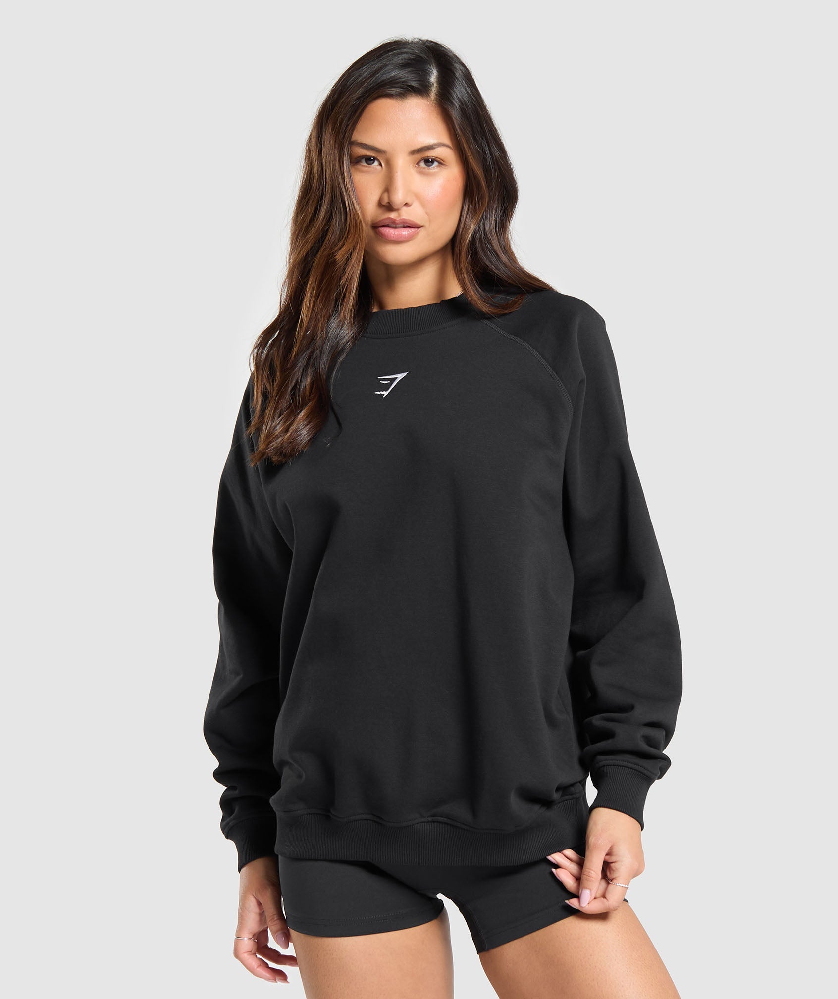 Training Oversized Fleece Sweatshirt dans Black