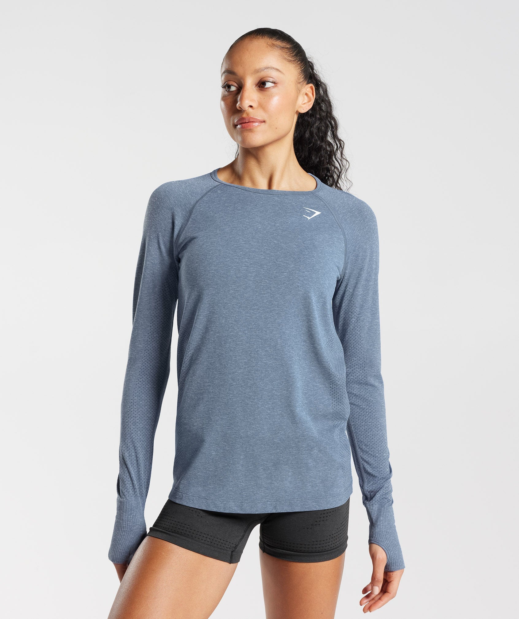 Vital Seamless 2.0 Light Long Sleeve Top in Evening Blue Marl - view 1