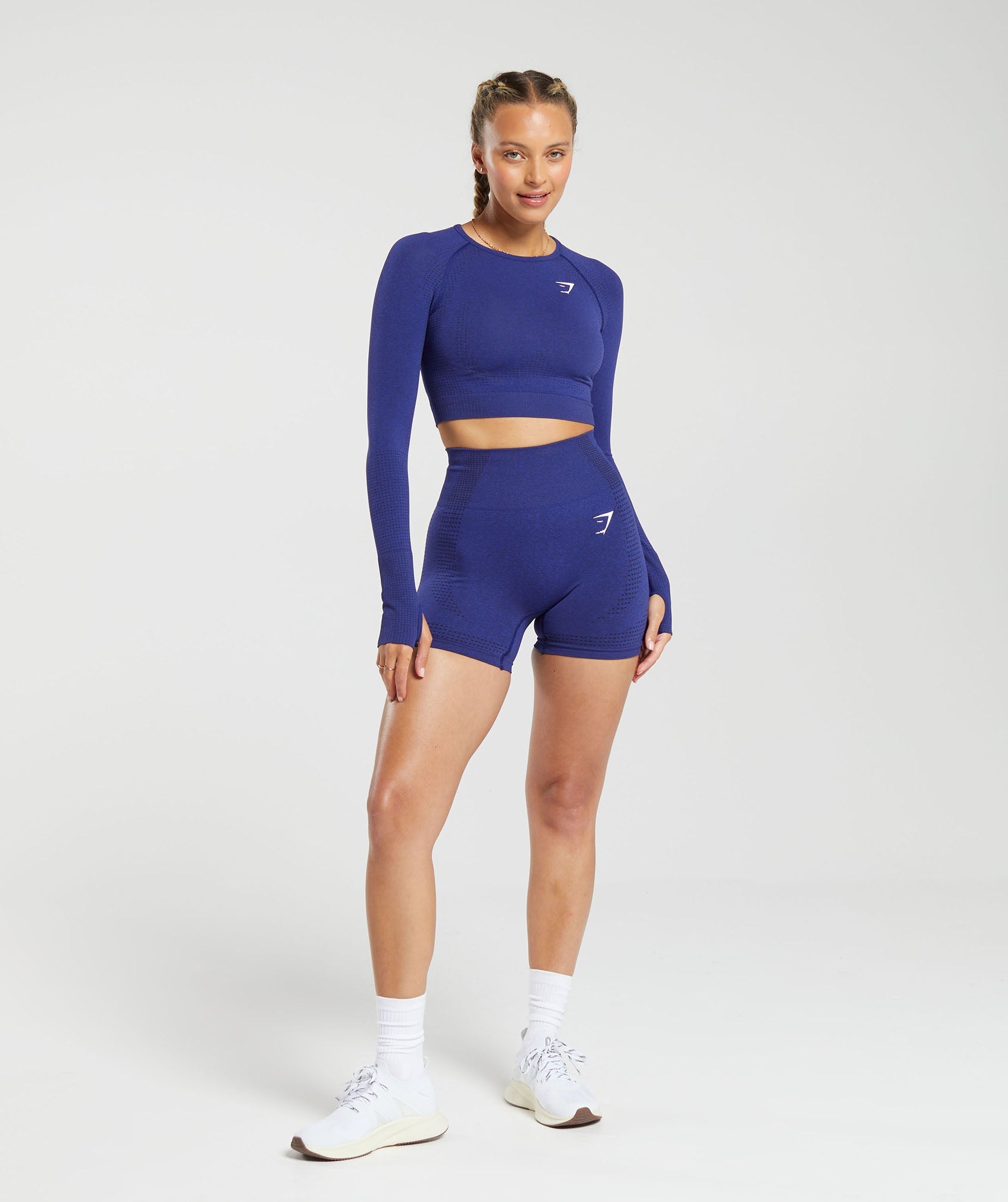 Vital Seamless  2.0 Crop Top in Cobalt Purple Marl - view 4