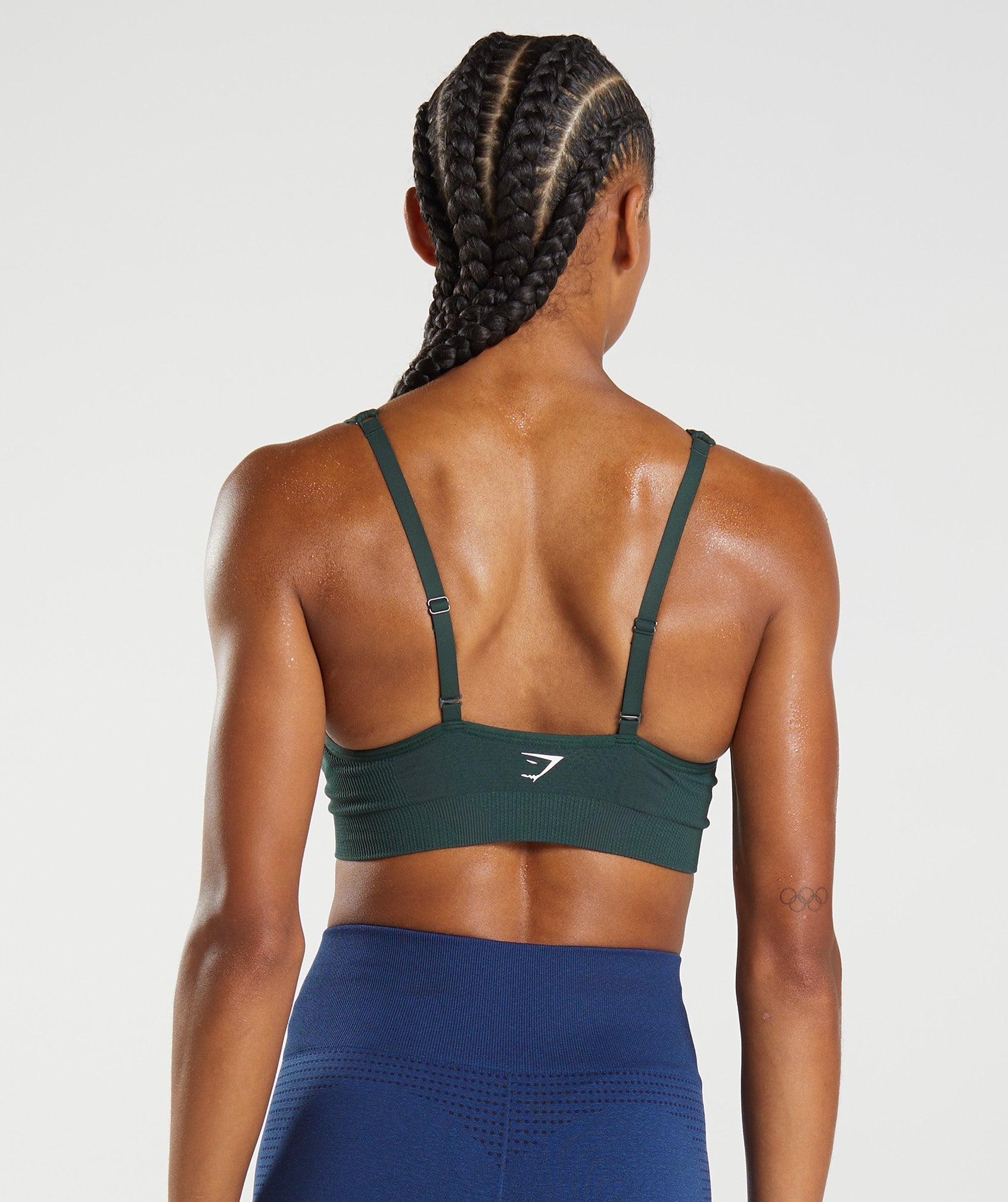 Vital Seamless 2.0 V Neck Sports Bra in Woodland Green Marl - view 2