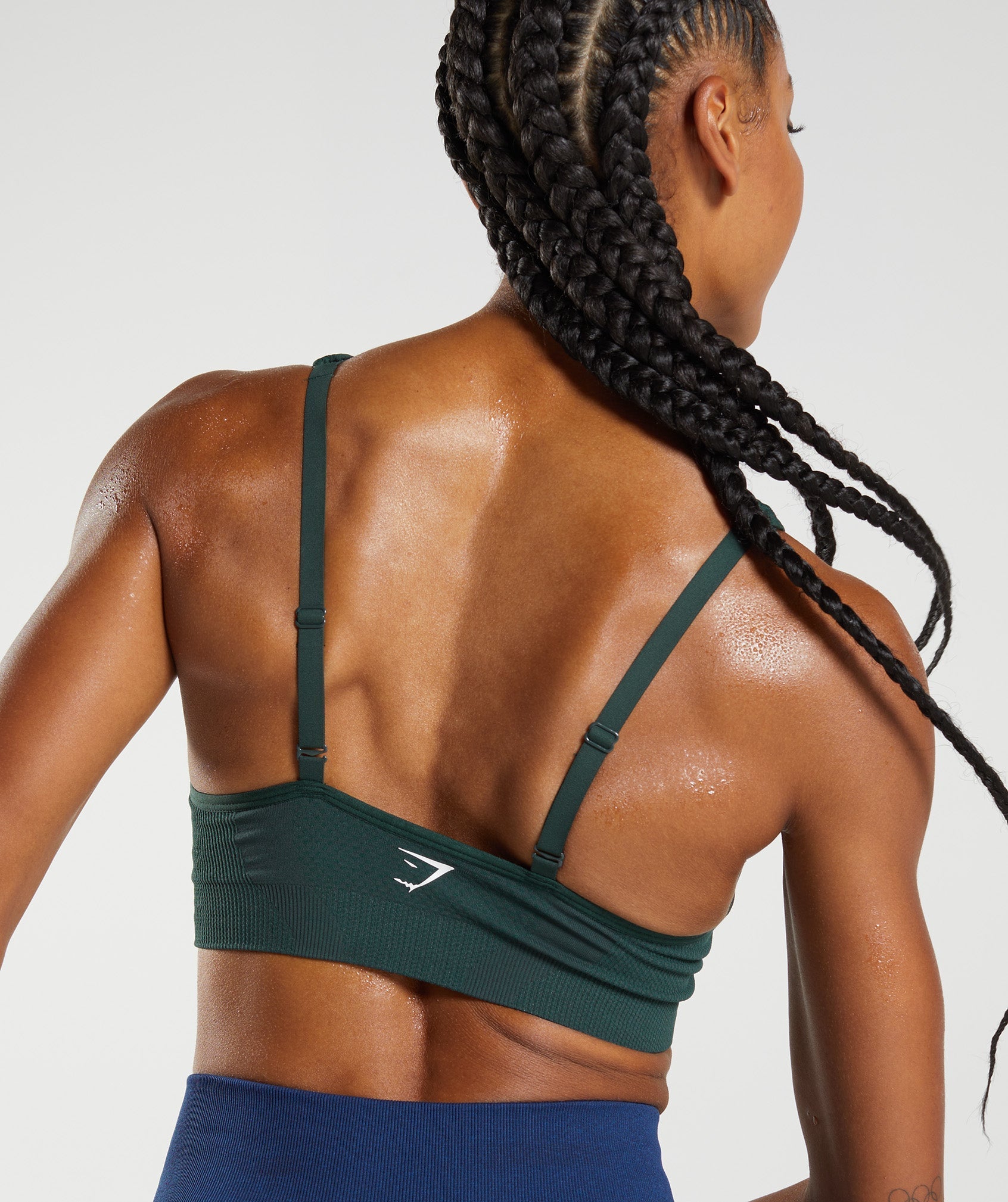 Vital Seamless 2.0 V Neck Sports Bra in Woodland Green Marl - view 6