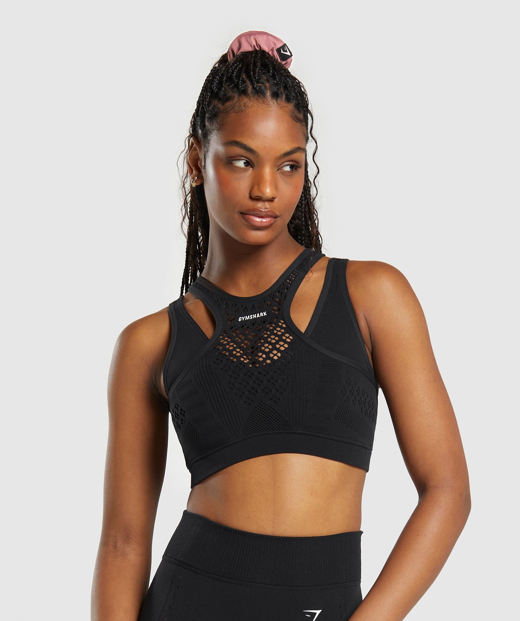 Gymshark Check Seamless Washed Sports Bra - Black