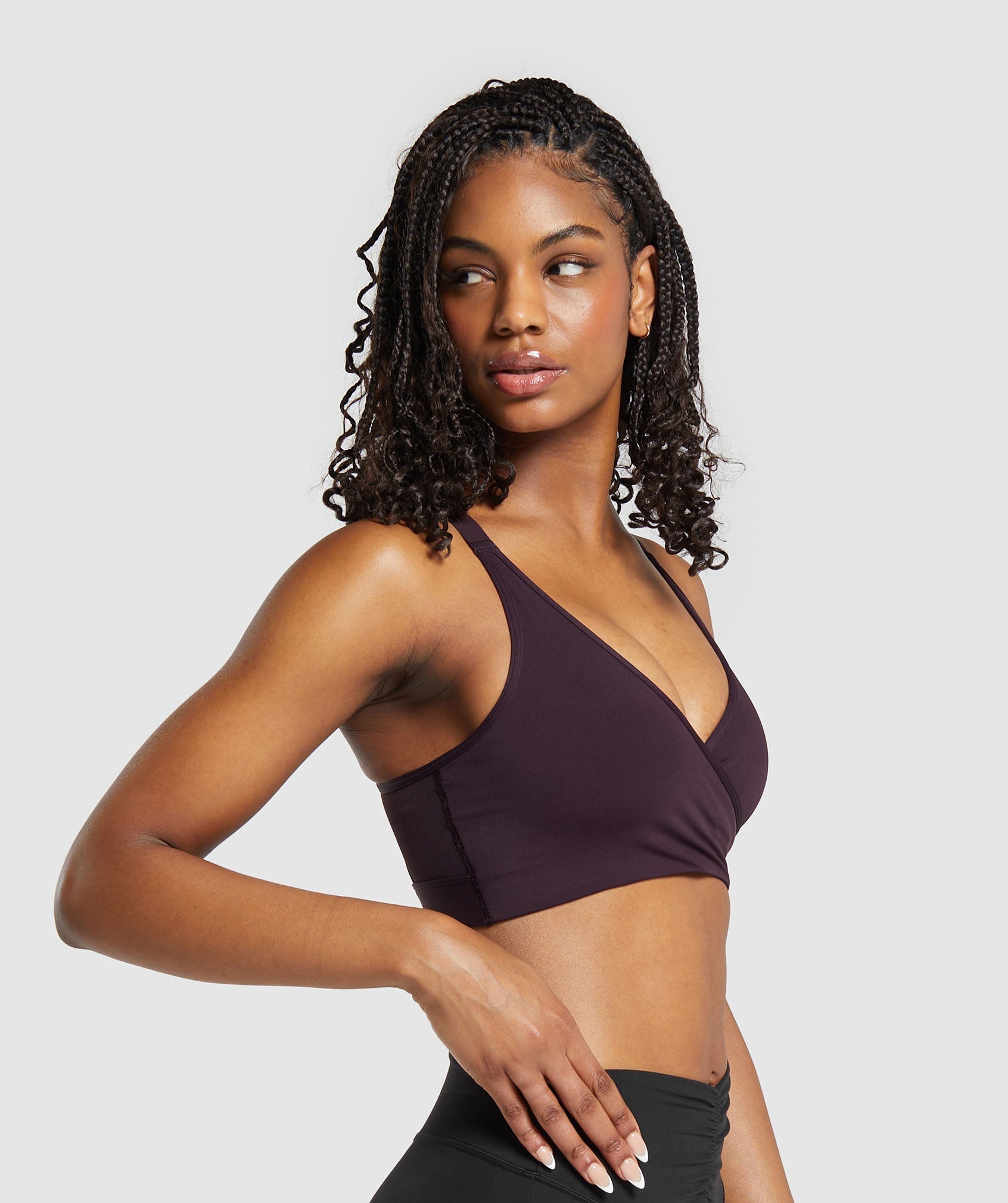 Wrap Sports Bra in Plum Brown - view 3