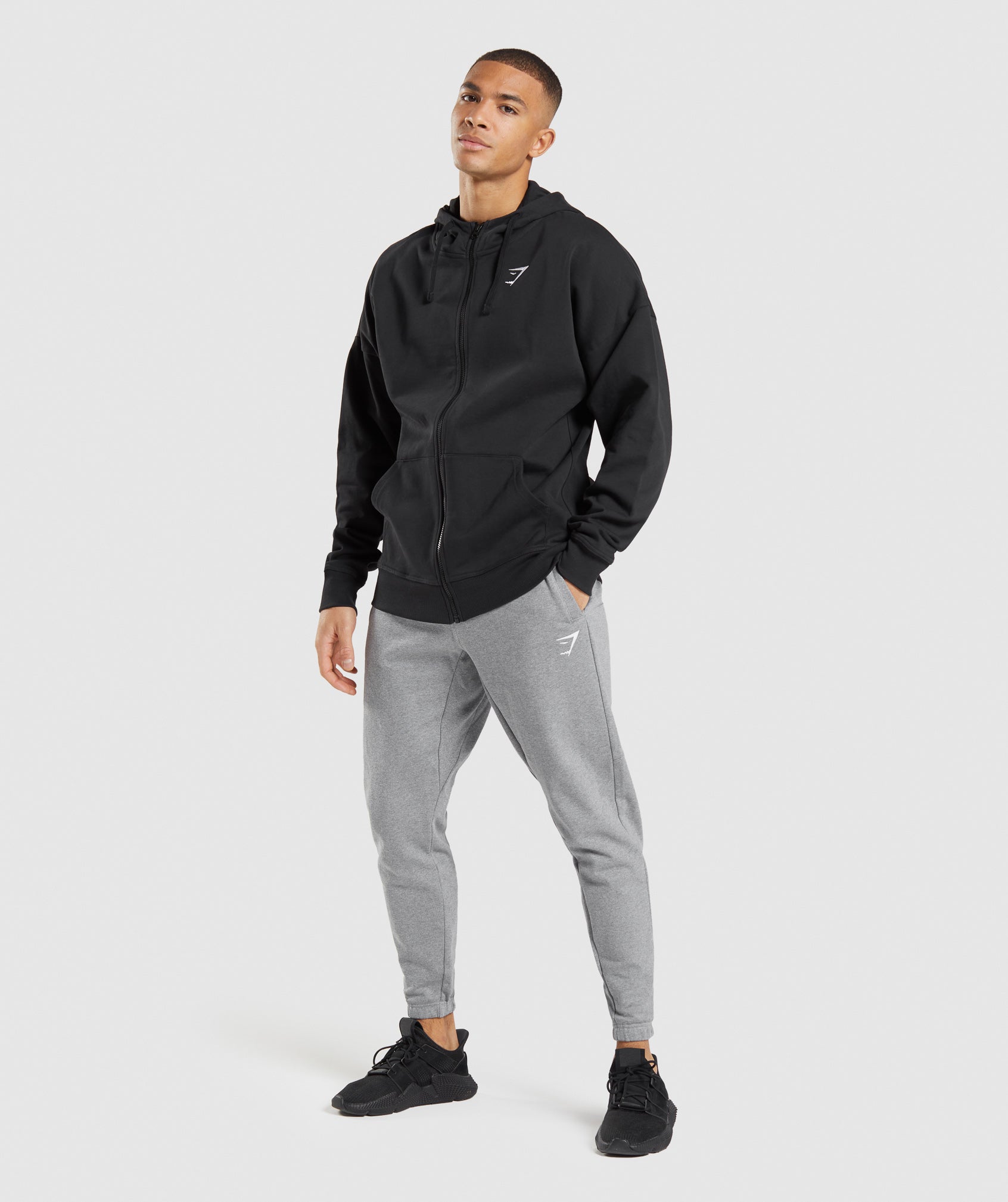 Essential Oversized Zip Up Hoodie in Black - view 4