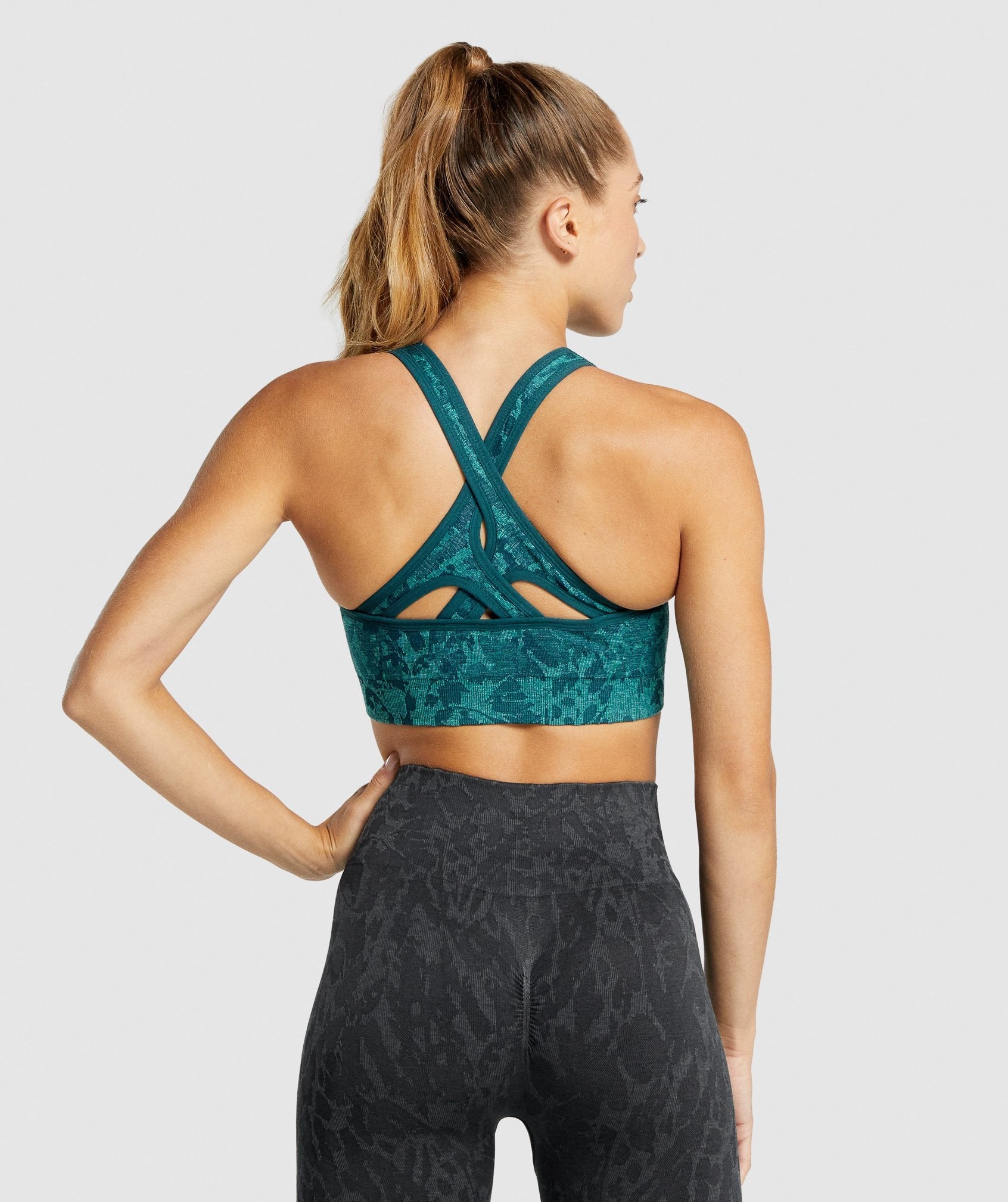 Adapt Animal Seamless Sports Bra in Butterfly | Teal - view 3