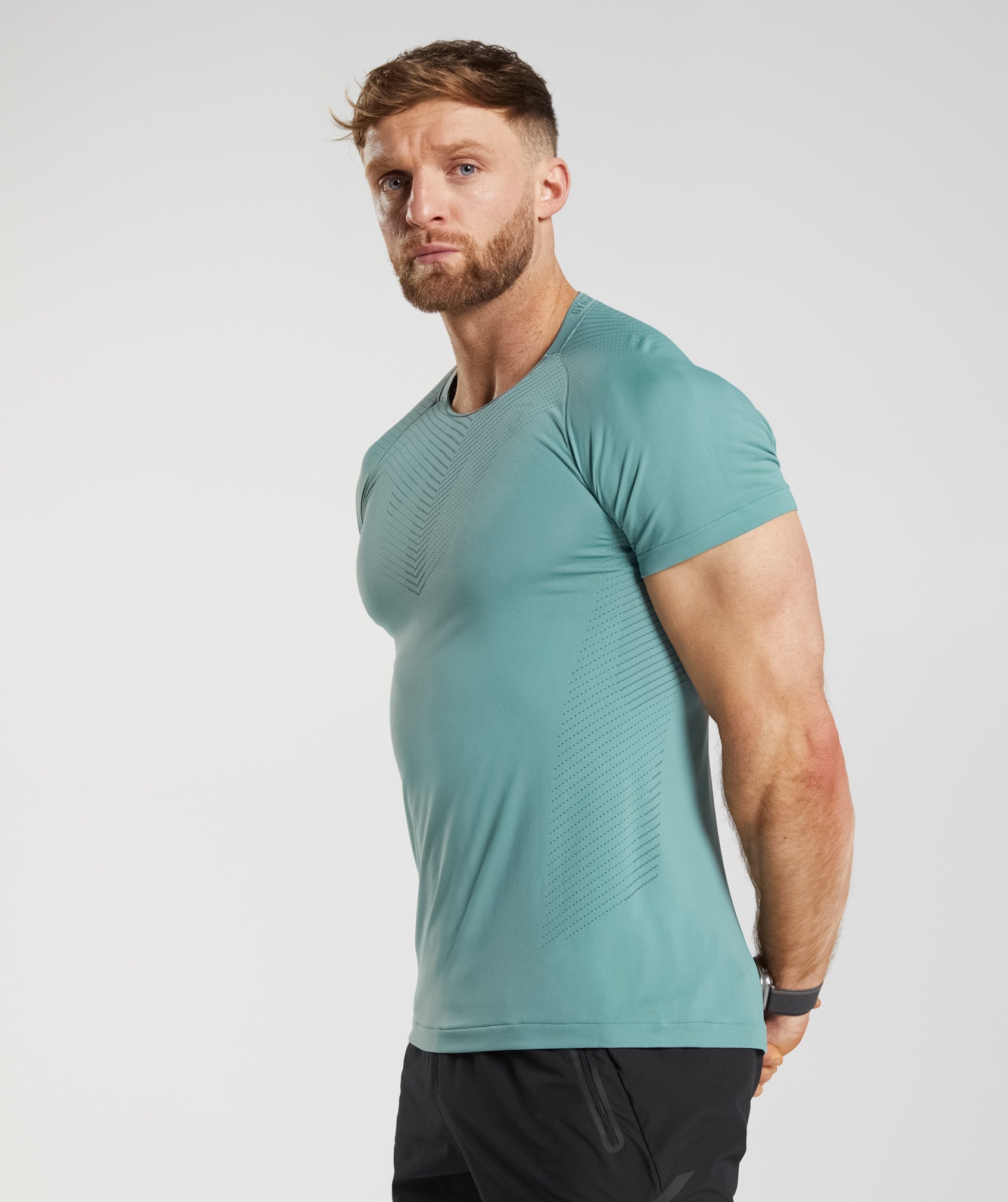 Apex Seamless T-Shirt in Ink Teal/Silhouette Grey - view 3