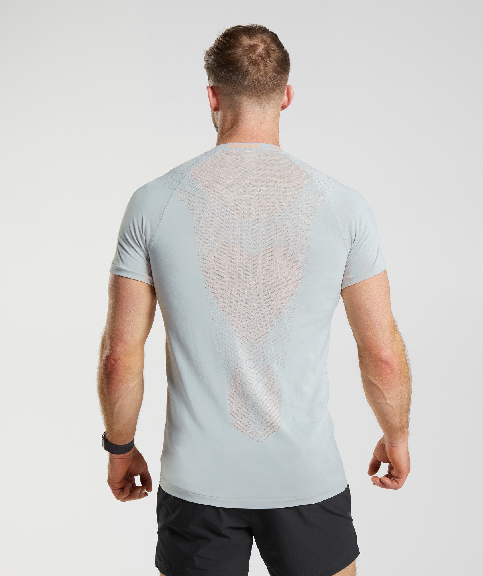 Apex Seamless T-Shirt in Light Grey/Fluo Peach - view 2