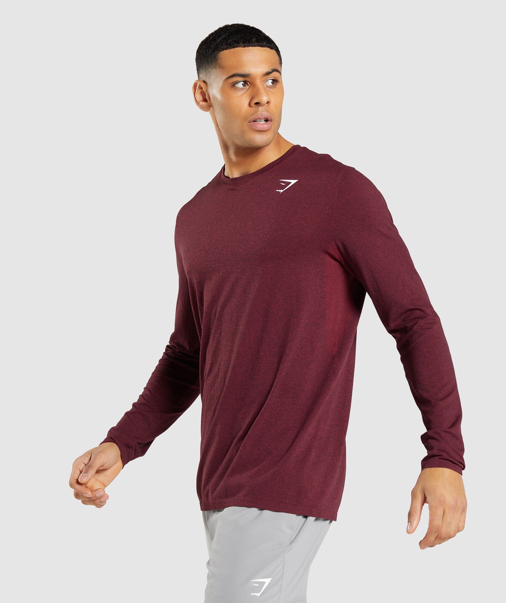 Arrival Seamless Long Sleeve T-Shirt in Burgundy Red Marl - view 4