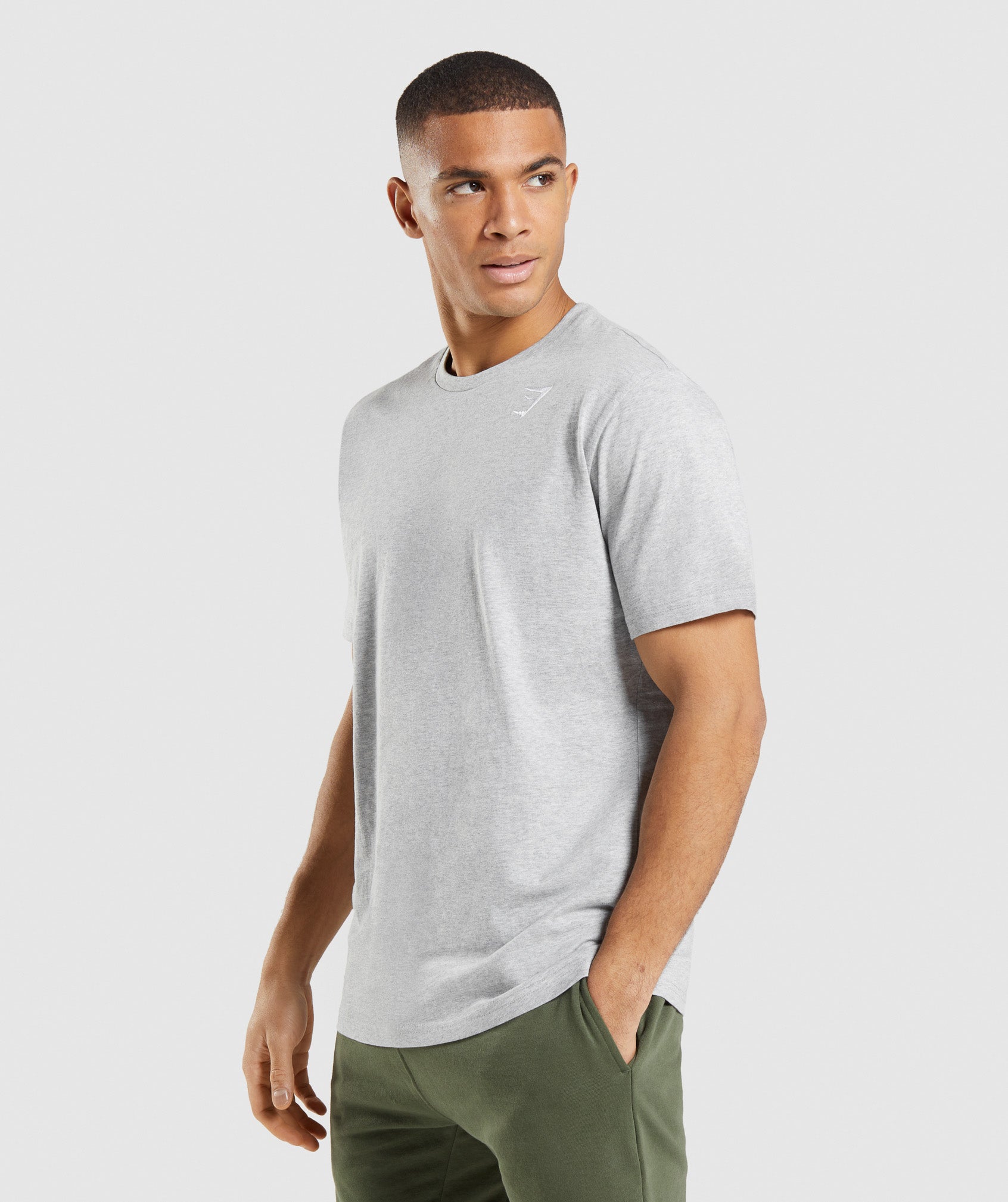 Crest T-Shirt in Light Grey Marl - view 3