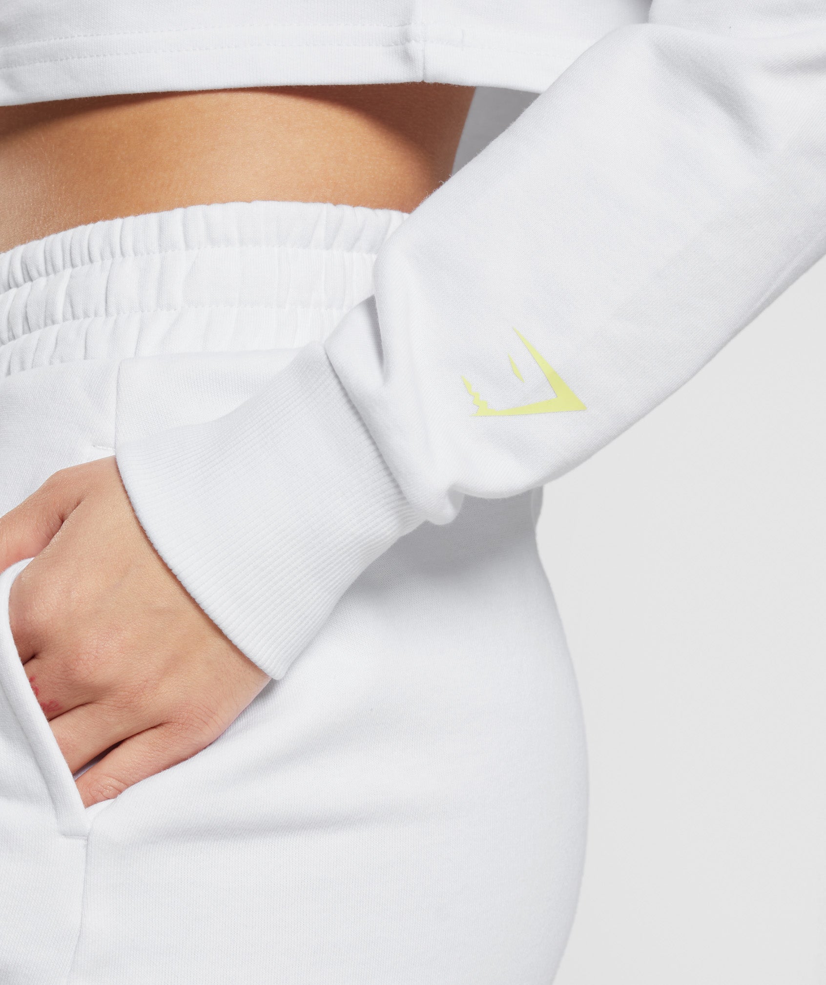 Embroidered Graphic Cropped Hoodie in White - view 6